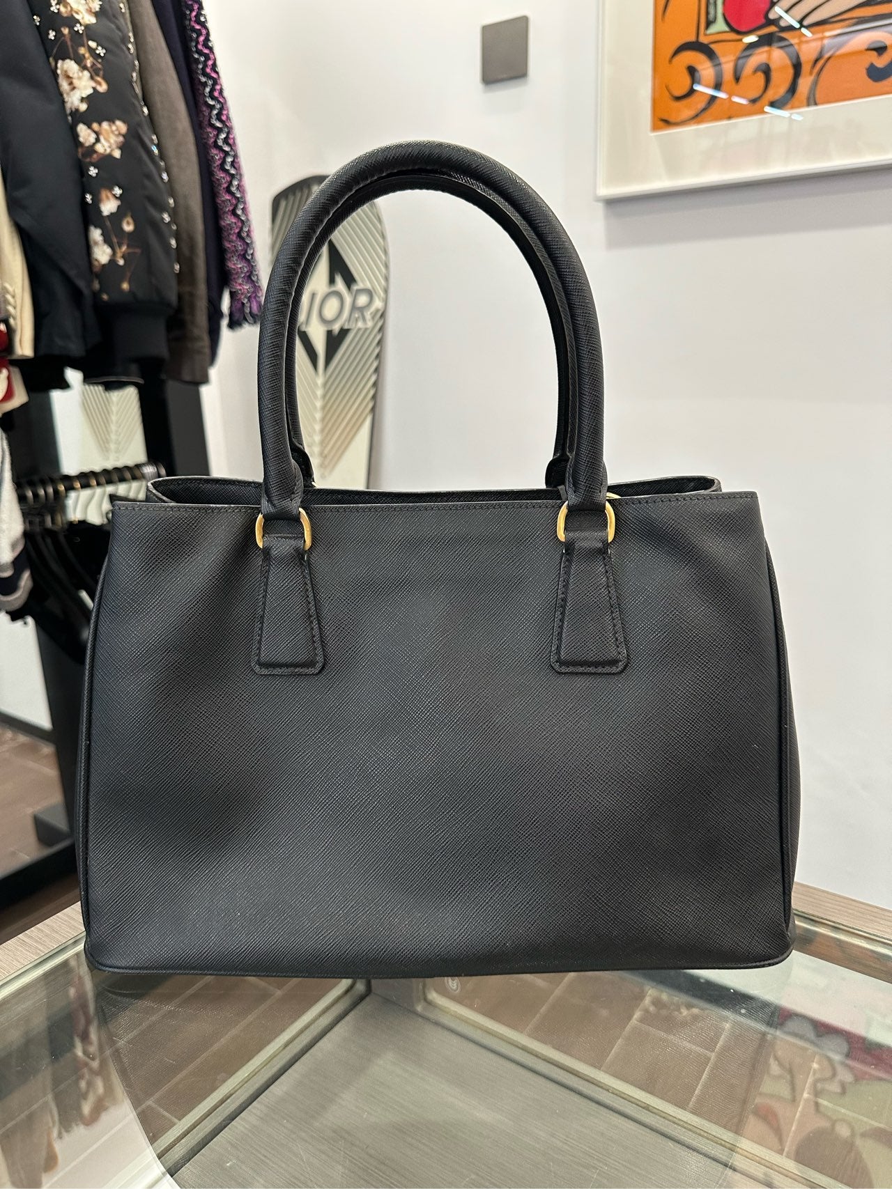 Prada - Galleria Saffiano Bag - Saffiano leather - Black - (medium)