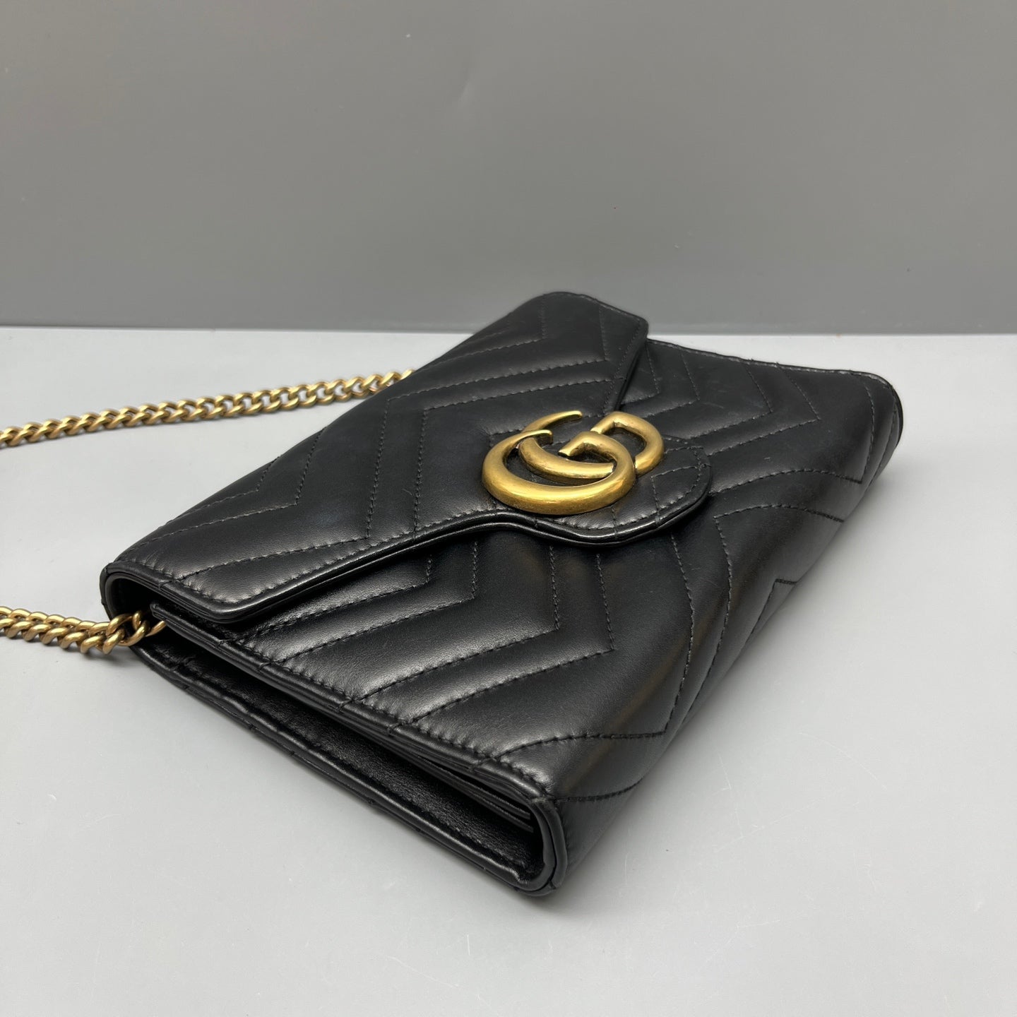 Gucci - GG Marmont Matelassé Wallet on Chain (WOC) - Leather - Black - (mini)