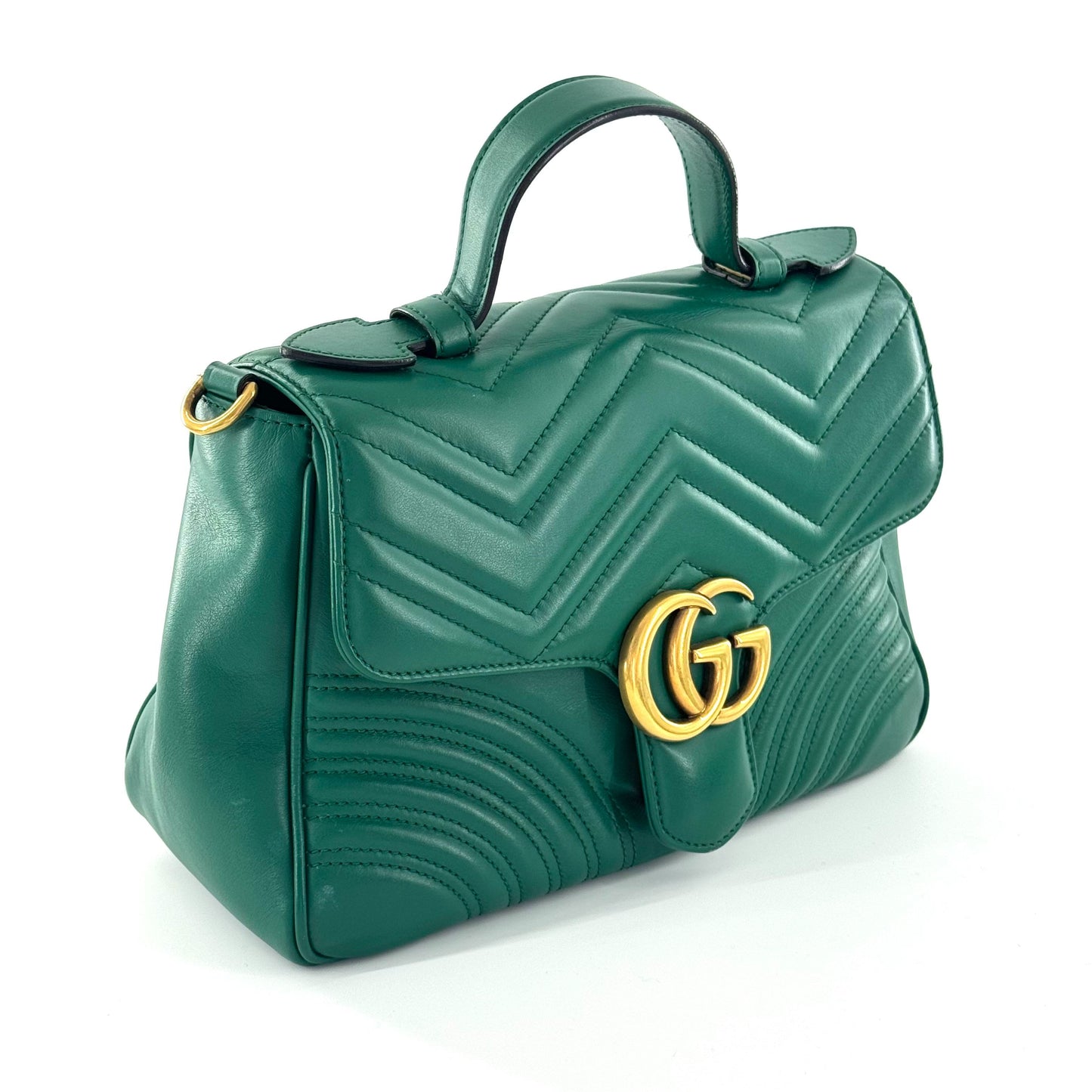 Gucci - Marmont Top Handle - Leather - Green - (medium)