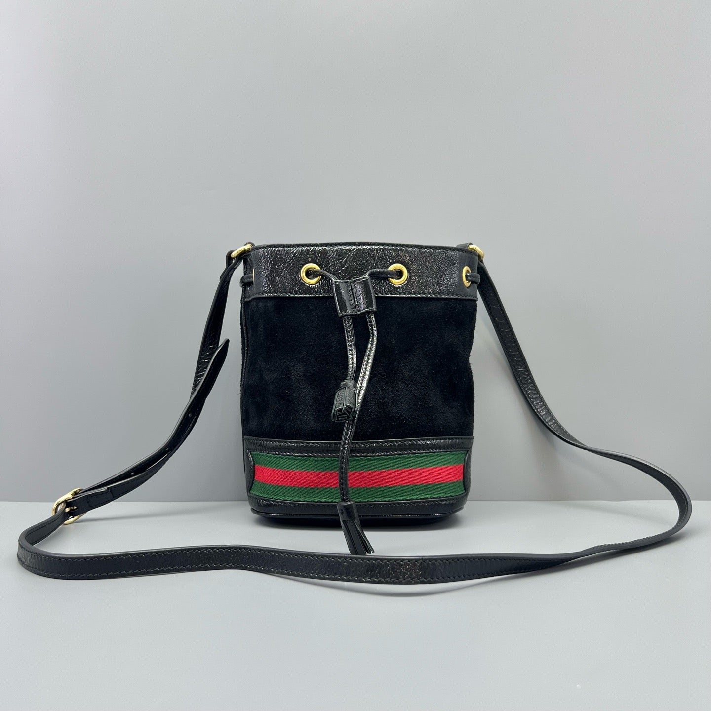 Gucci - Mini Bucket Bag - Suede and Patent leather - Black - (mini)