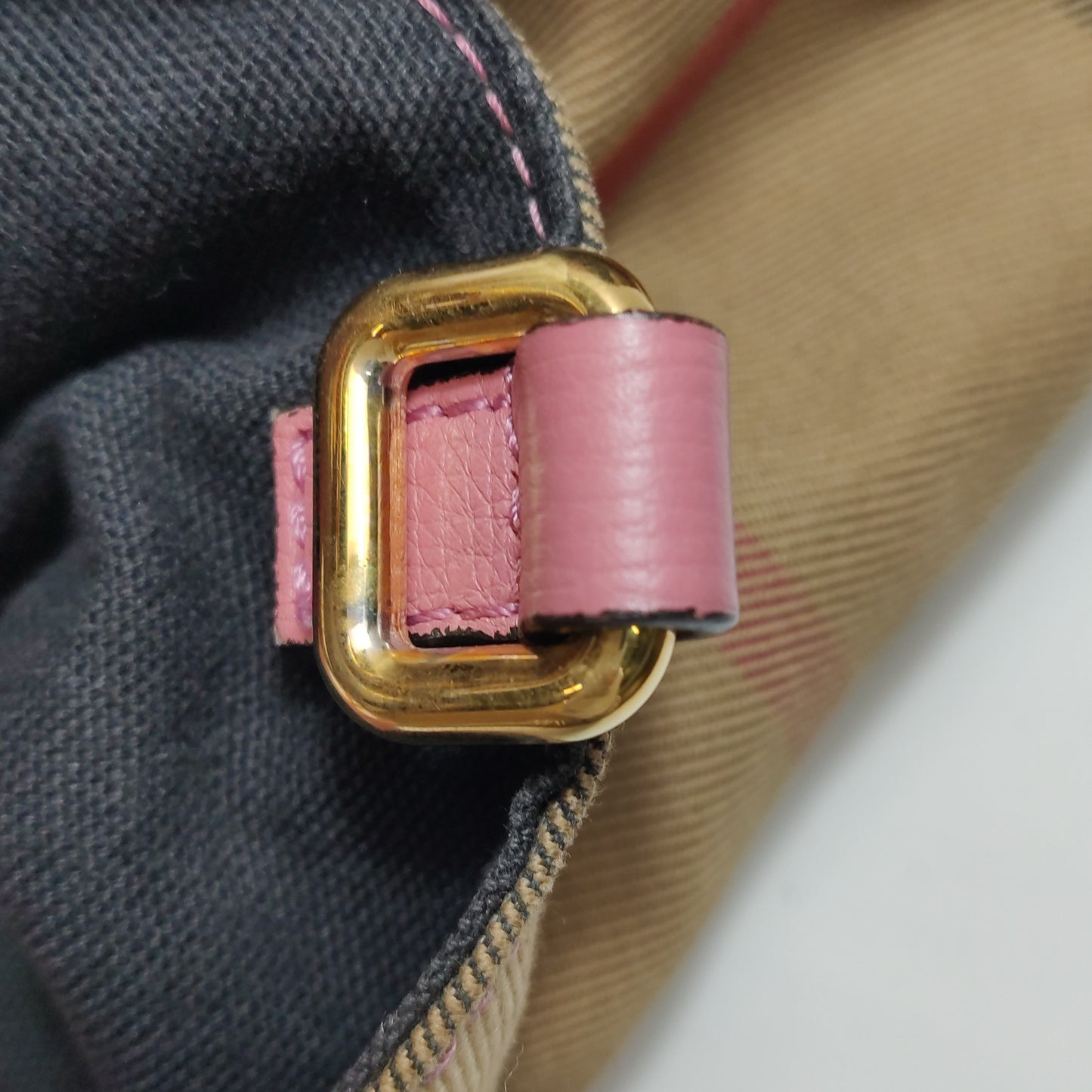 Burberry - House Check Leather Tote Bag - Leather and canvas - Pink - (medium)