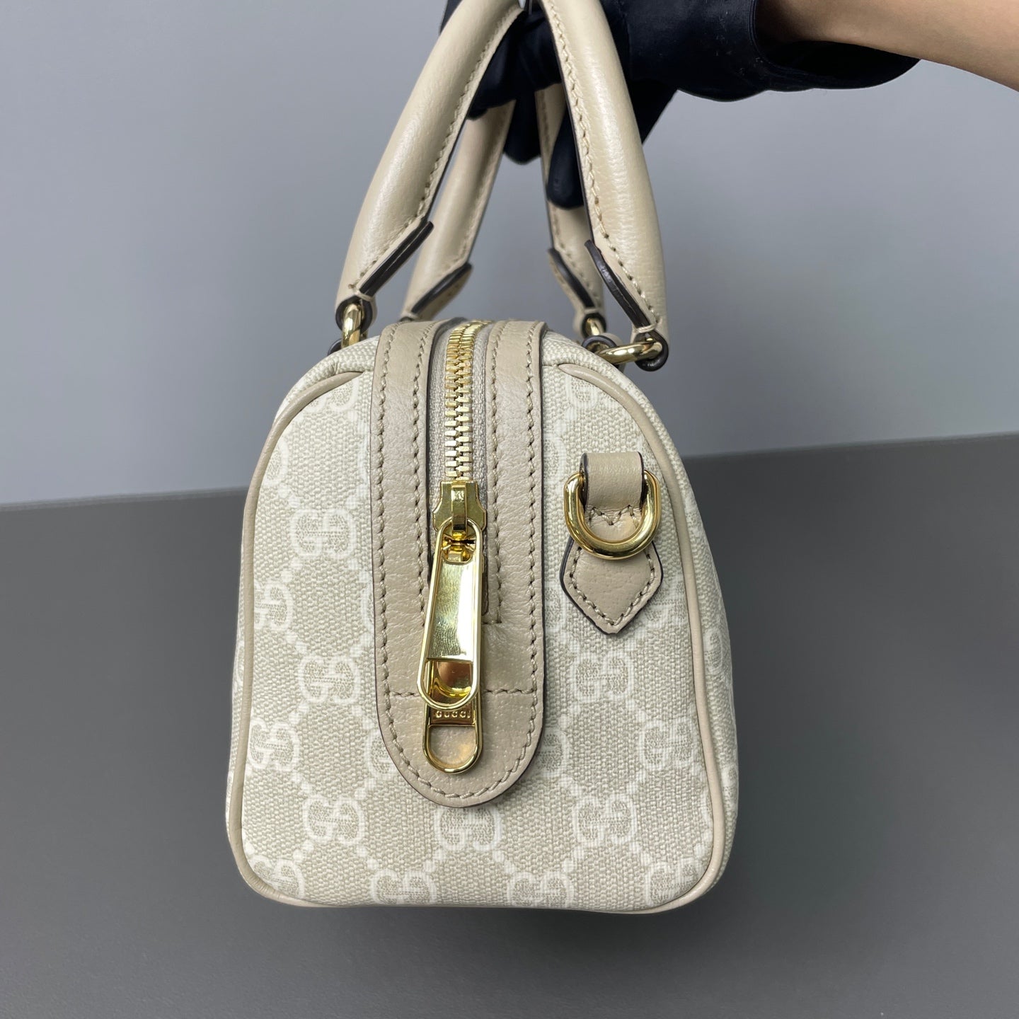 Gucci - Ophidia Boston Bag - GG Supreme canvas with leather trim - Beige - (mini)
