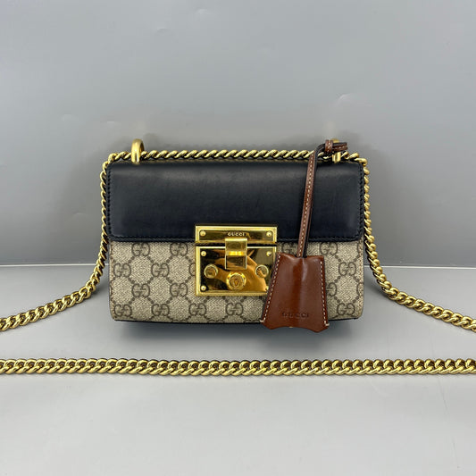 Gucci - Padlock Small - GG Supreme Canvas with leather trim - Beige, Ebony, Black, and Brown with gold-tone hardware - (Small)