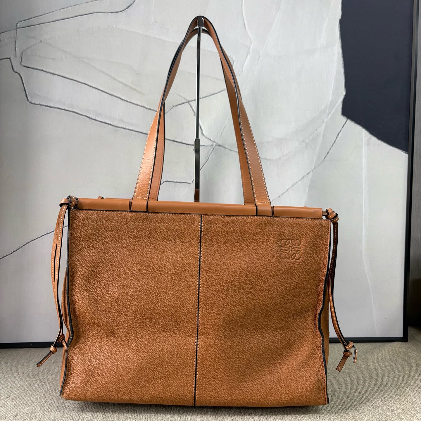 Loewe - Cushion Tote Bag - Grained calfskin leather - Caramel - (Large)