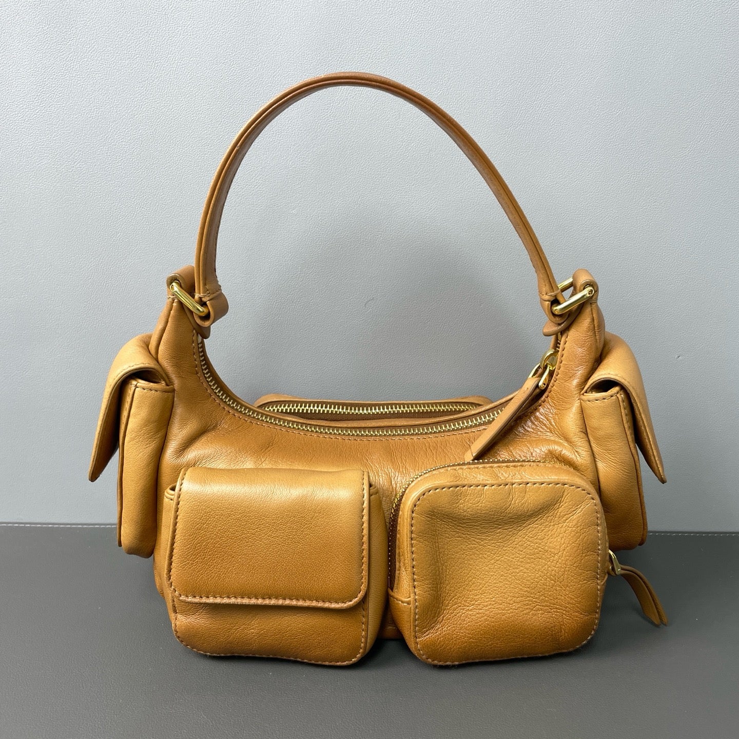 Miu Miu - Pocketed Hobo Shoulder Bag - Leather - Brown - (medium)