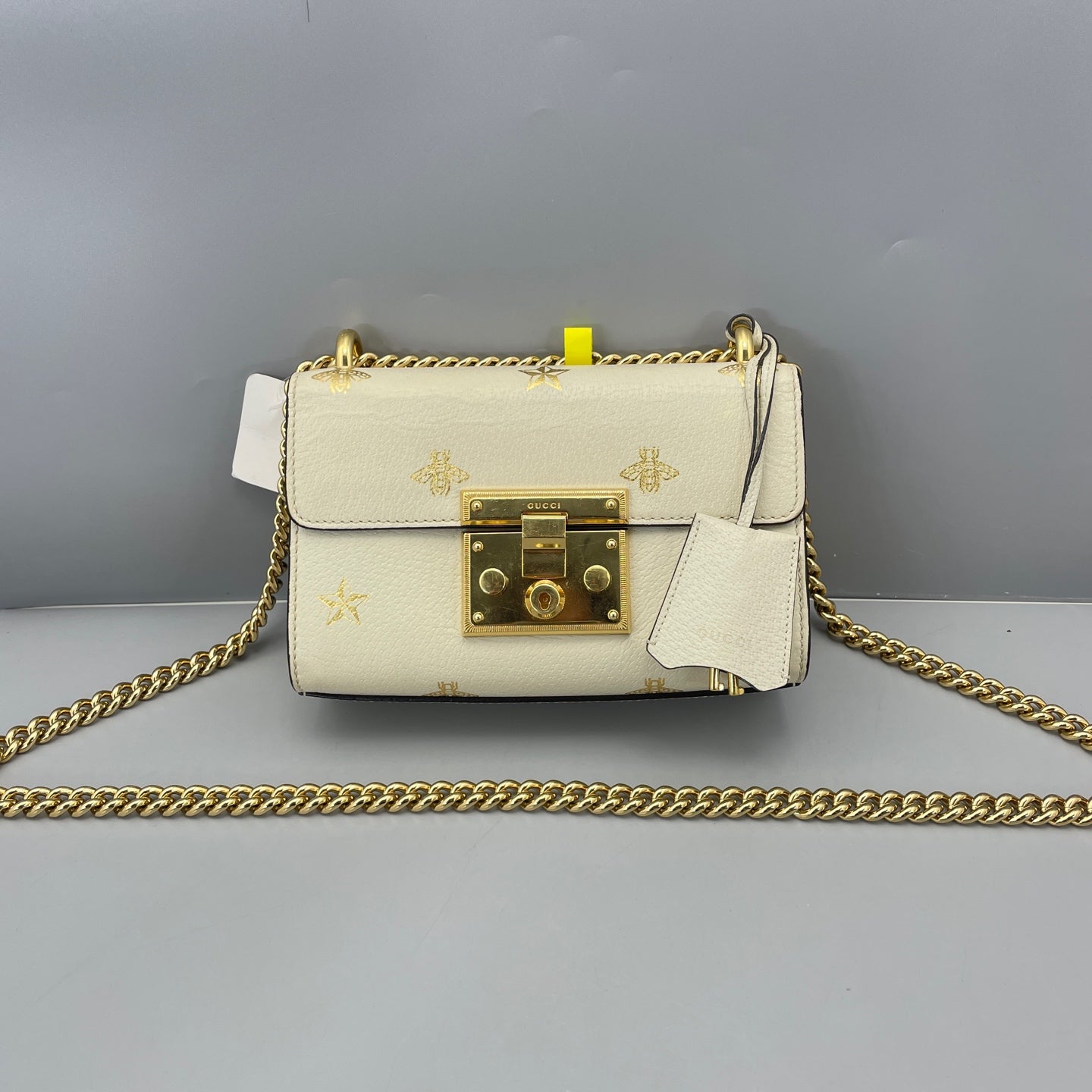 Gucci - Padlock Mini Shoulder Bag with Bee and Star Motif - Grained leather - White - (mini)