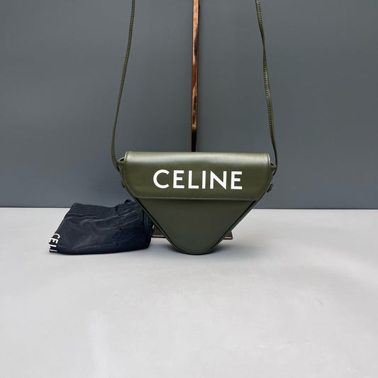 Celine - Triangle Bag - Cowhide leather - Green - (mini)