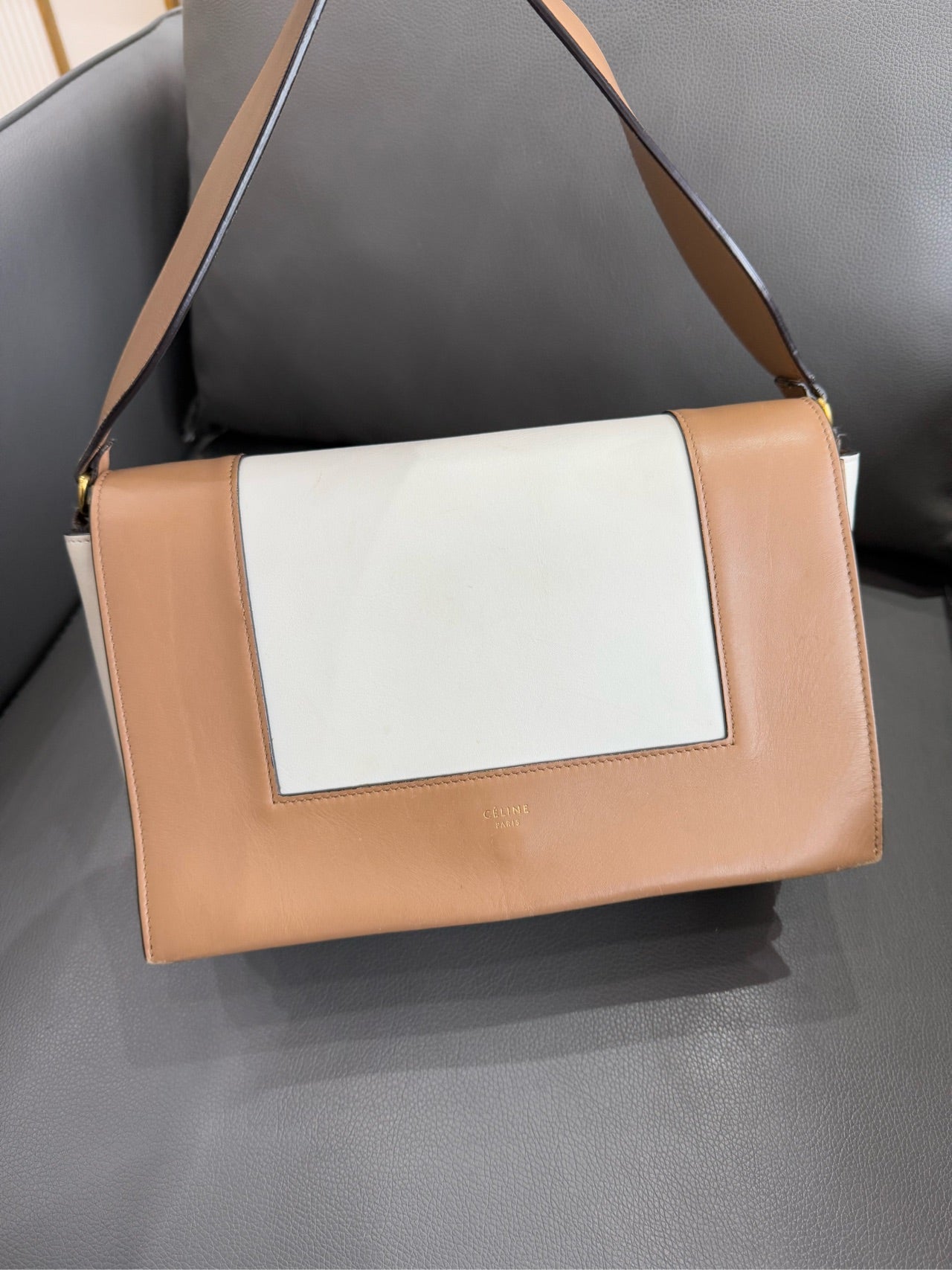 Celine - Frame - Cowhide leather - Beige and White - (medium)