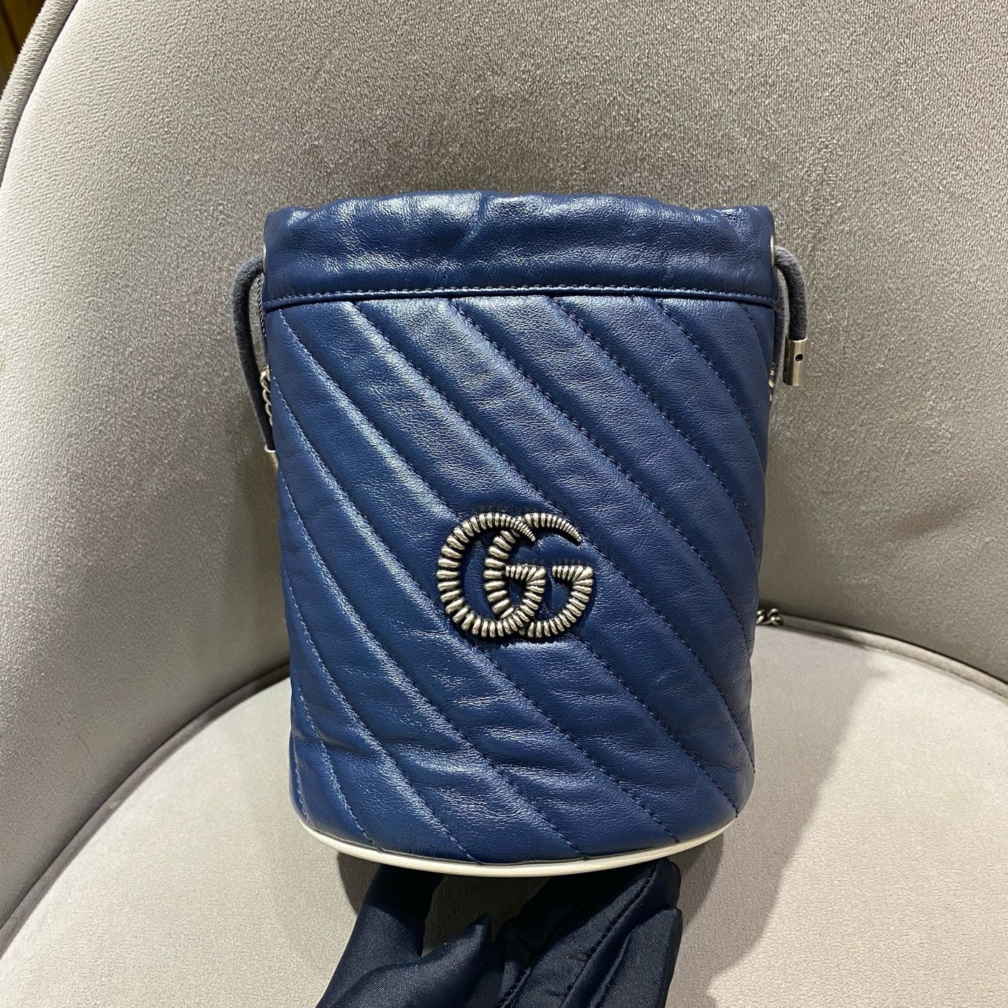 Gucci - Marmont Mini Bucket Bag - Leather - Navy - (mini)