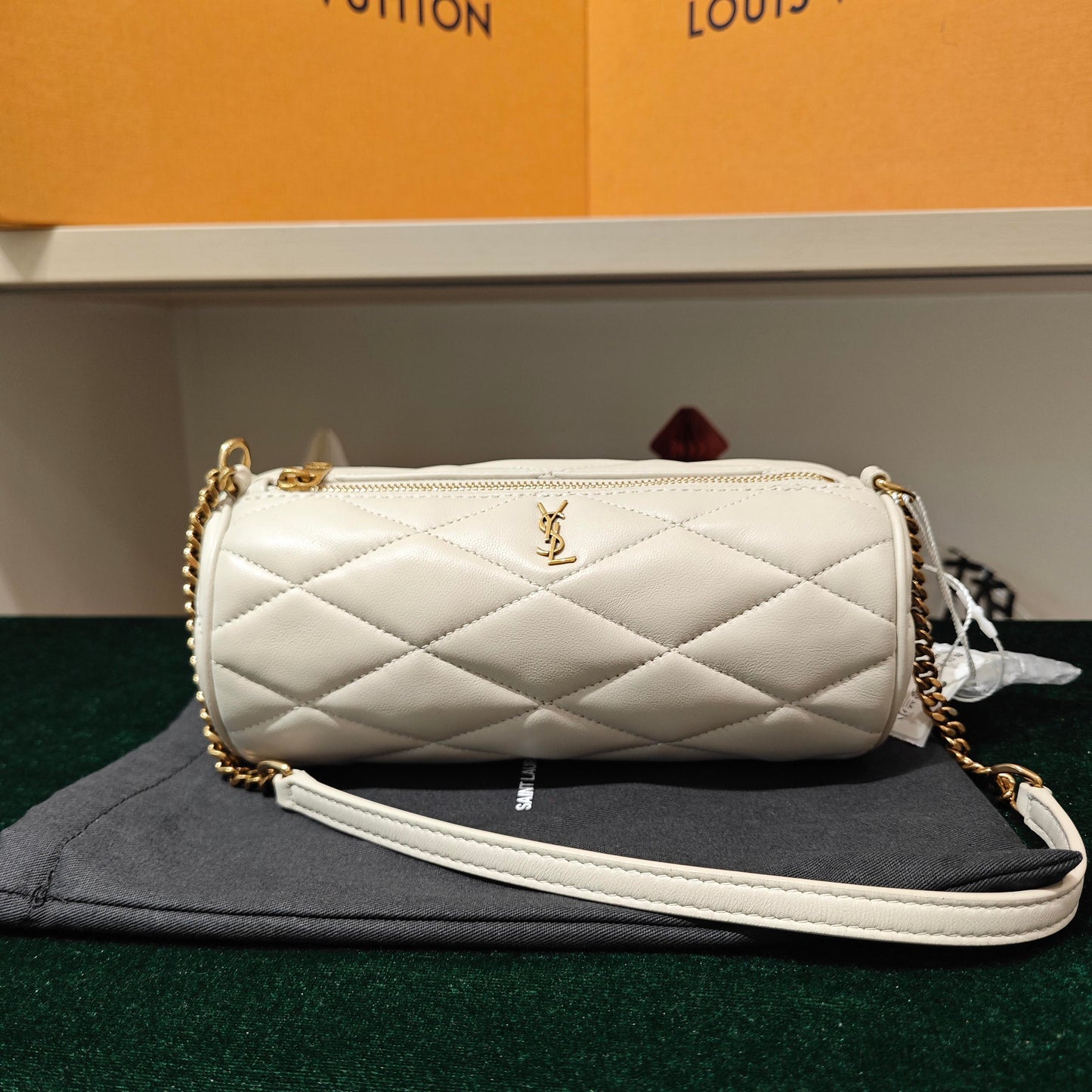 Saint Laurent - Matelasse Mini Barrel Bag - Lambskin leather - White - (mini)