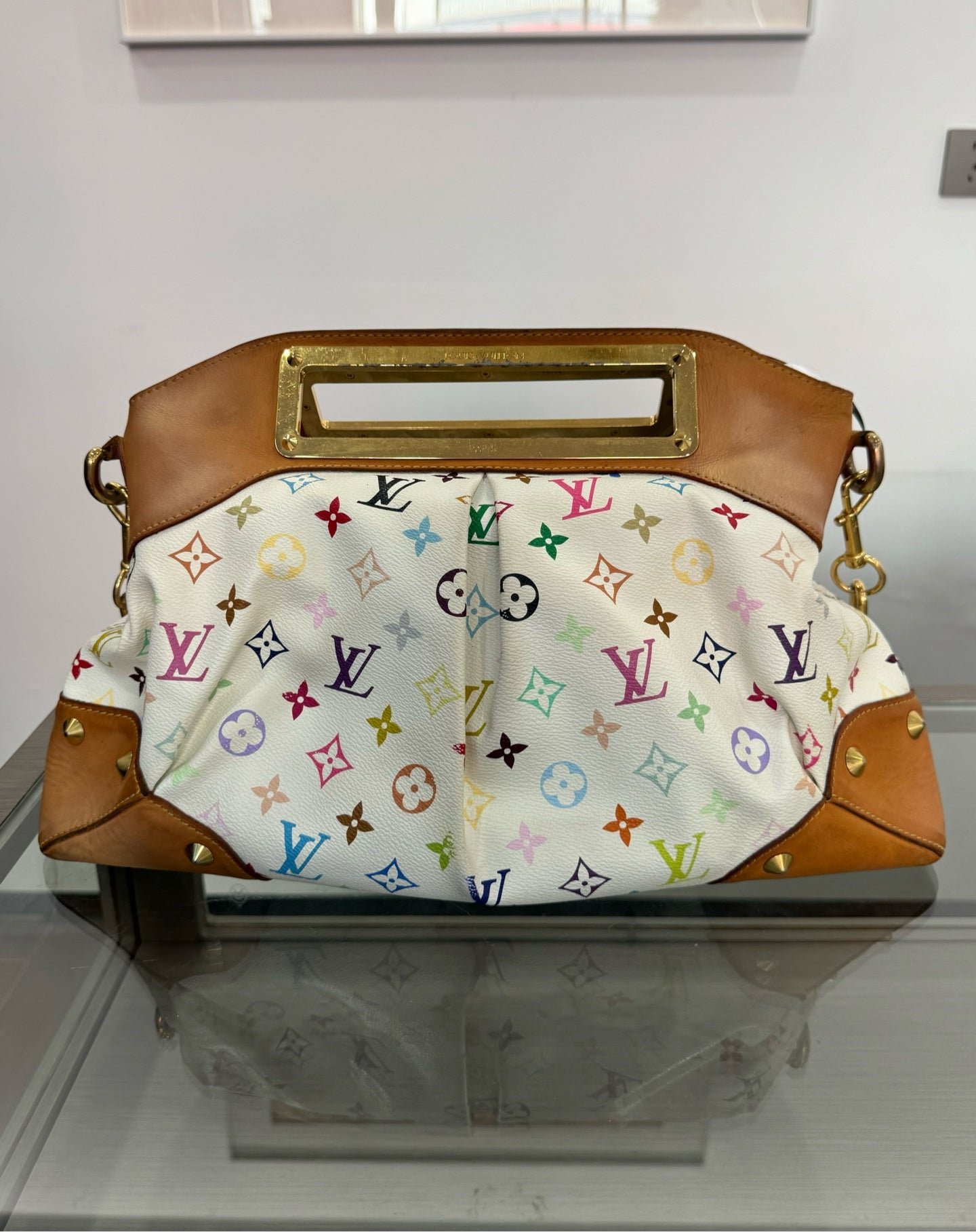 Louis Vuitton - Judy GM - Monogram Multicolore canvas with natural vachetta leather trim - White - (large)