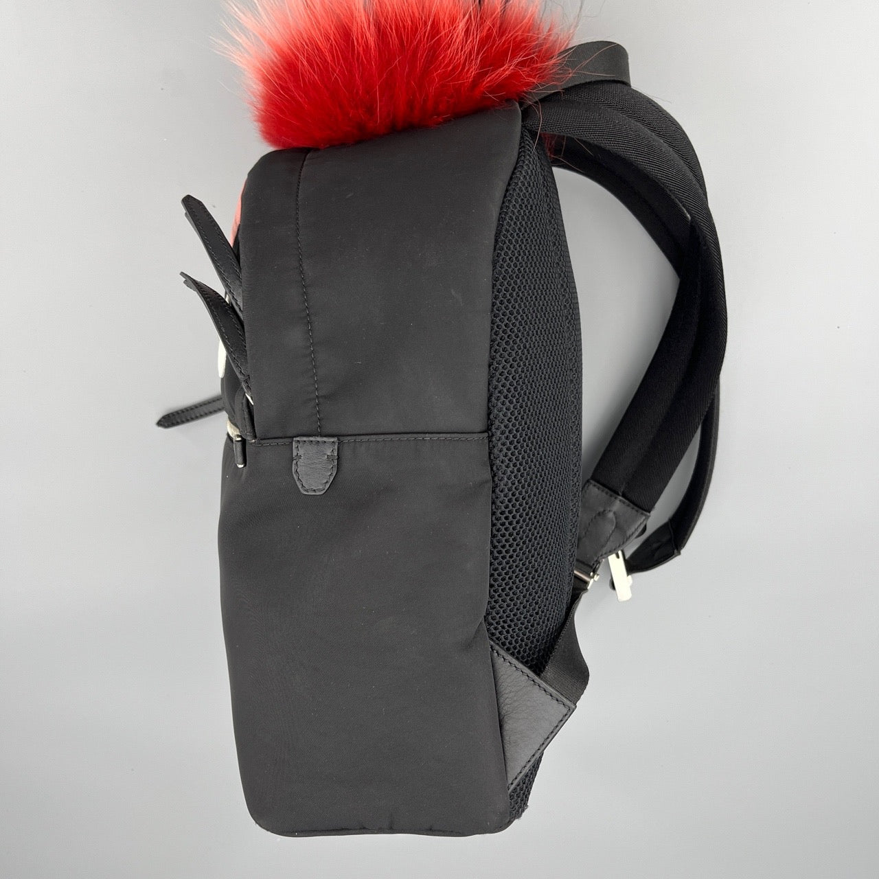 Fendi - Monster Backpack - Nylon, Leather, Python skin, Fur - Black - (mini)