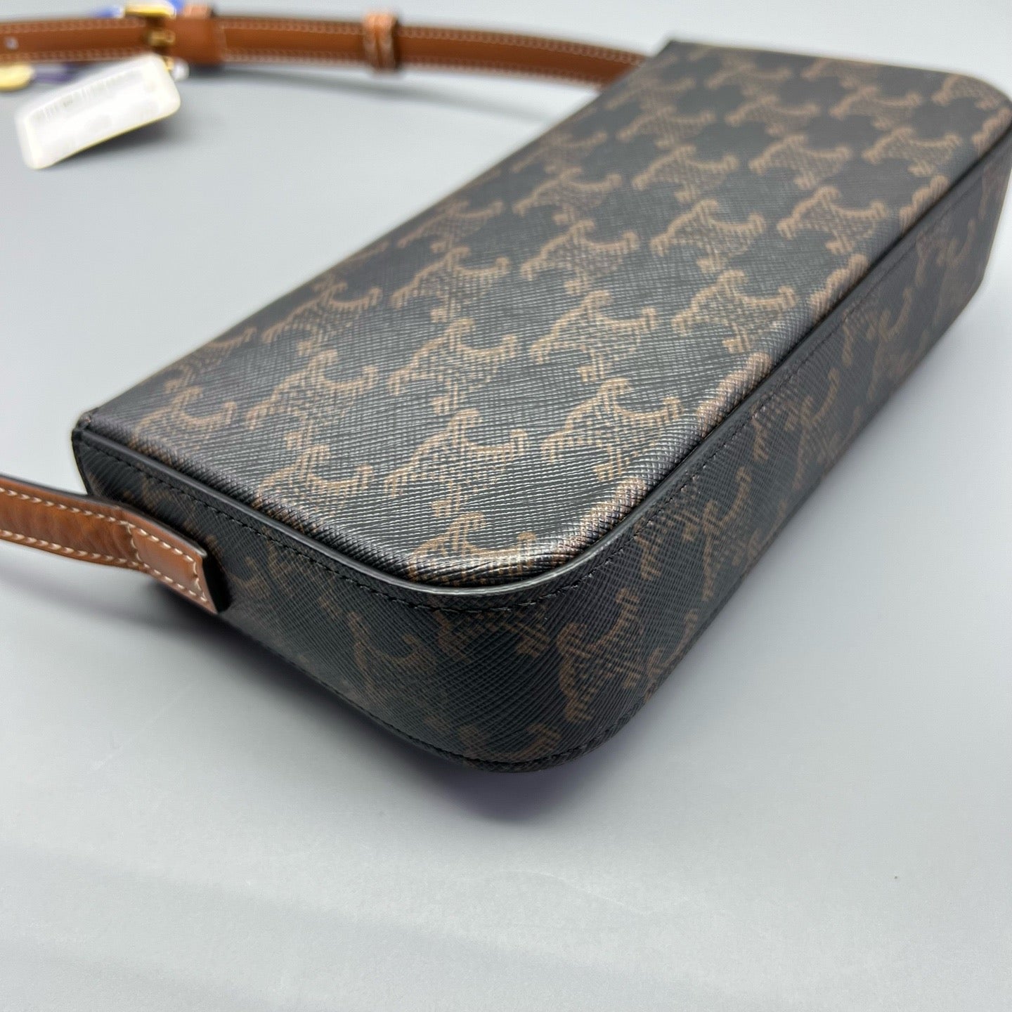 Celine - Triomphe Shoulder Bag - Triomphe coated canvas with leather trim - Brown - (mini)