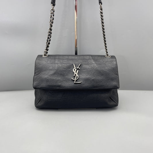 Saint Laurent - Hollywood Chain Flap Bag - Matte crocodile-embossed leather - Black - (medium)