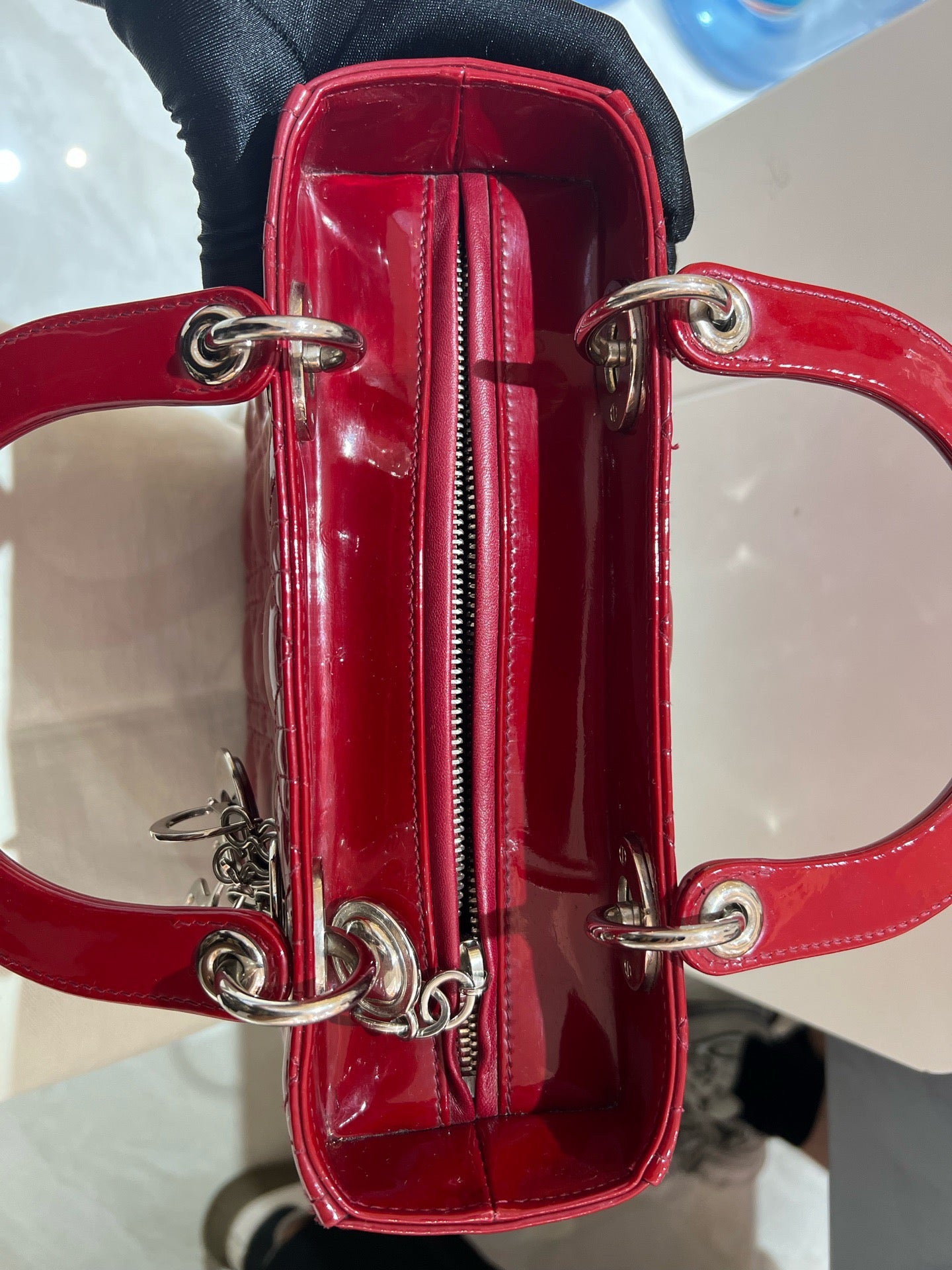 Dior - Lady Dior 5-Grids - Patent leather - Red - (Medium)