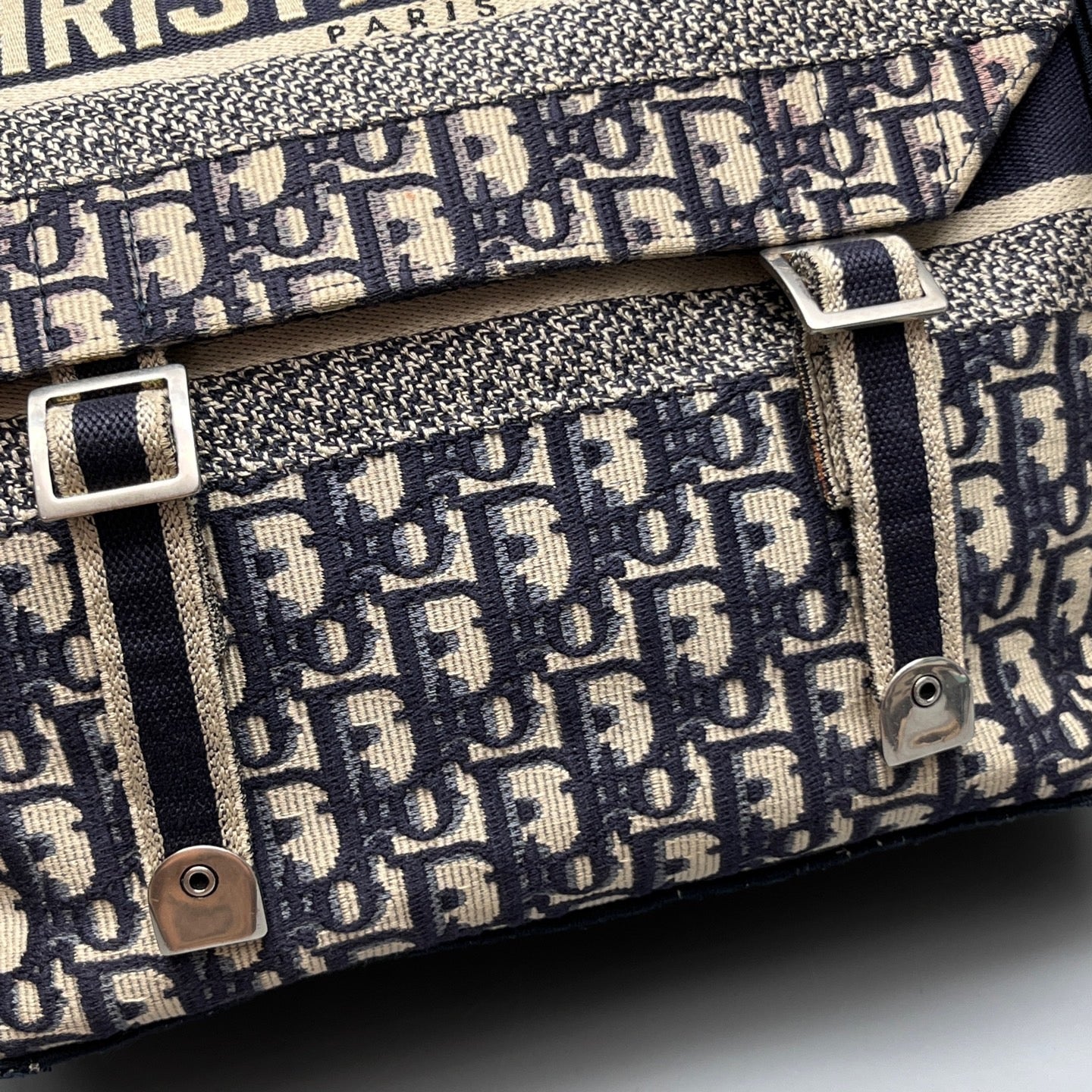 Dior - Camp Messenger Bag - Embroidered jacquard canvas - Navy and Beige - (Medium)