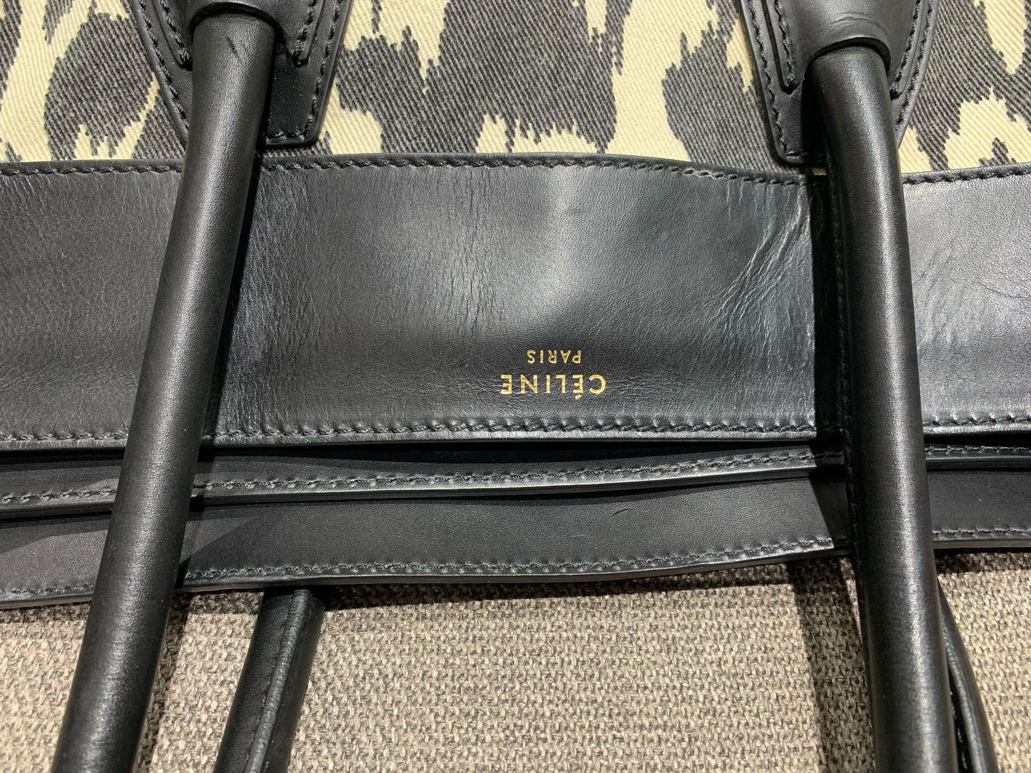 Celine - Luggage Tote - Leather and Canvas - Black - (Medium)