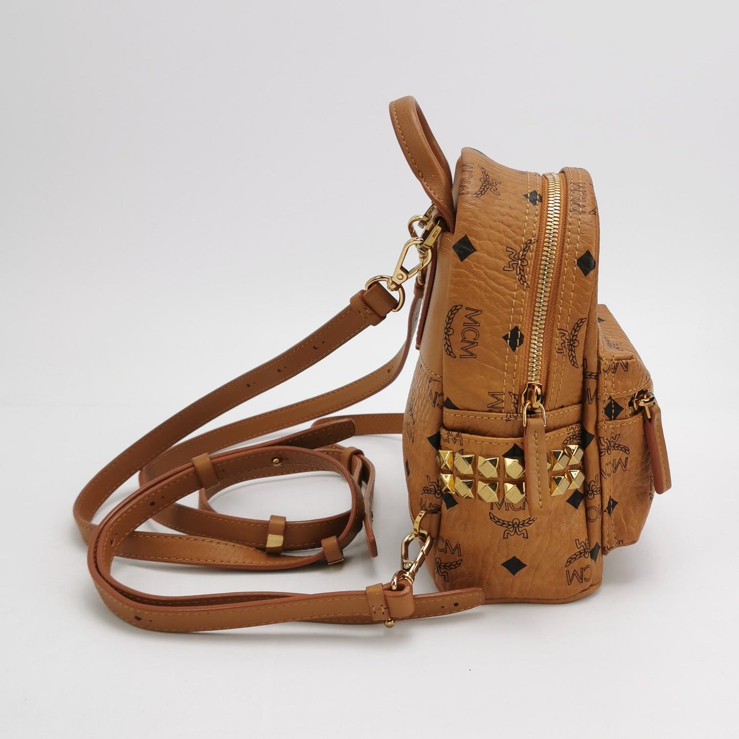 MCM - Visetos Stark Mini Backpack - Visetos coated canvas with leather trim - Brown - (mini)