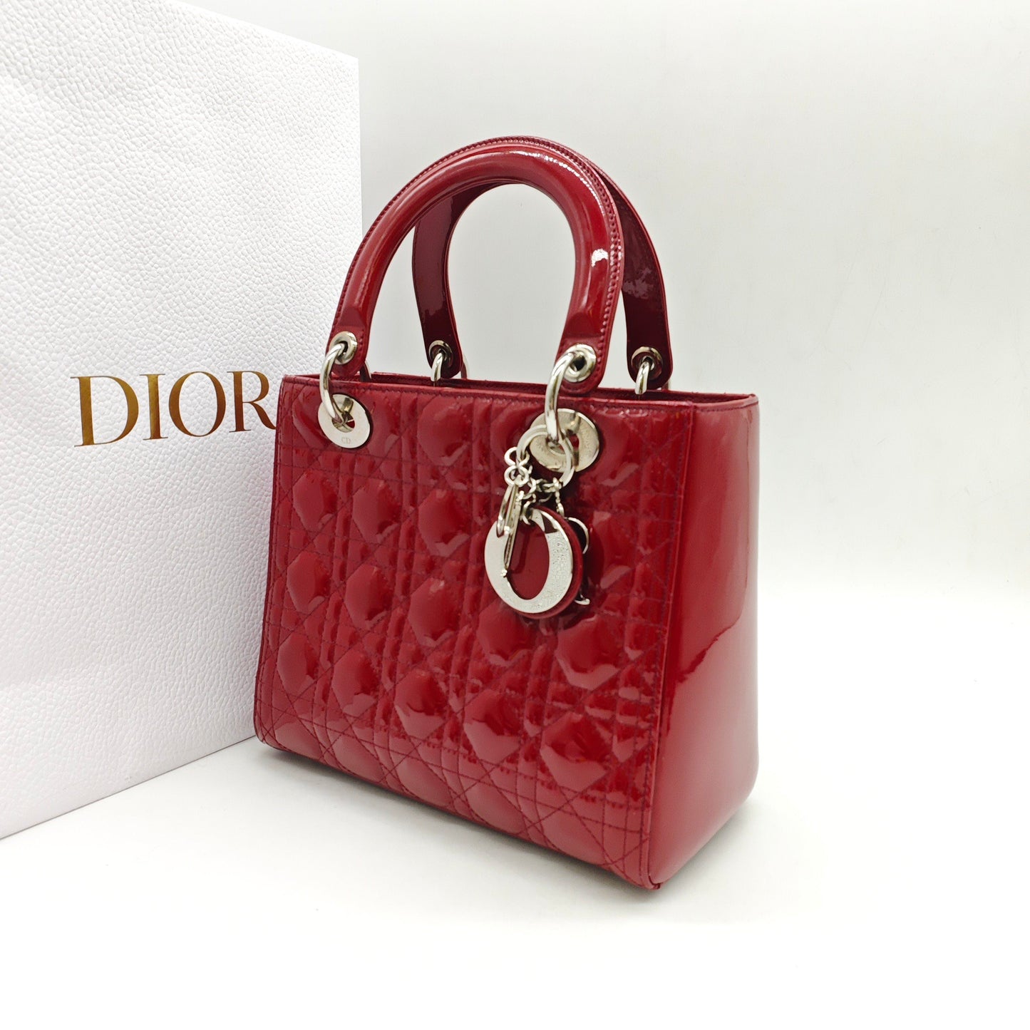 Dior - Lady Dior Medium - Patent leather - Red - (medium)