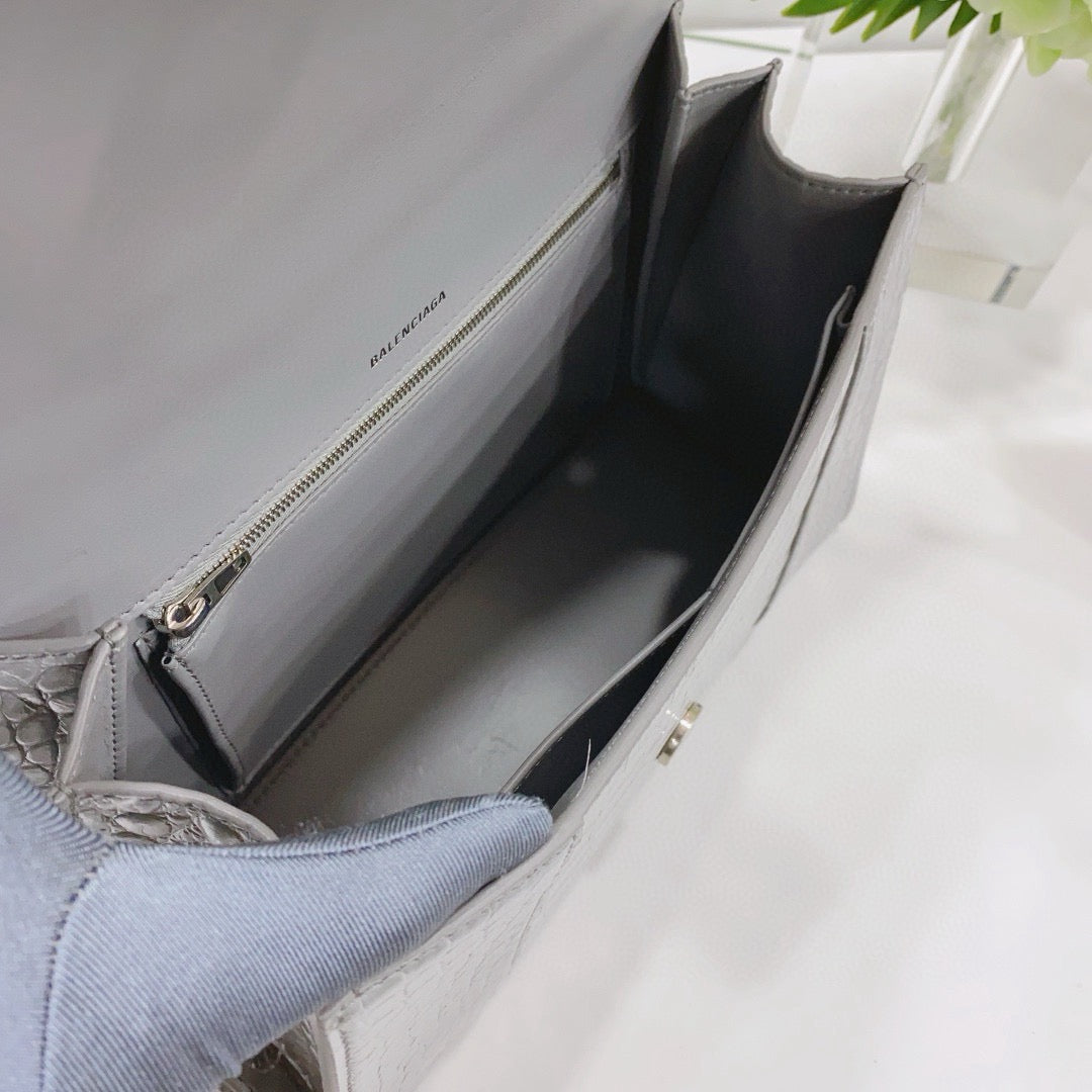 Balenciaga - Hourglass Top Handle Bag - Leather - Grey - (large)