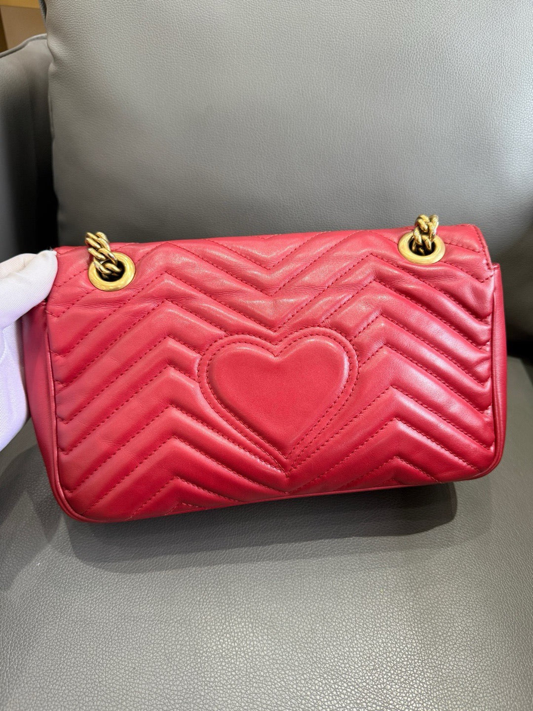 Gucci - GG Marmont Matelassé Shoulder Bag - Leather - Red - (medium)