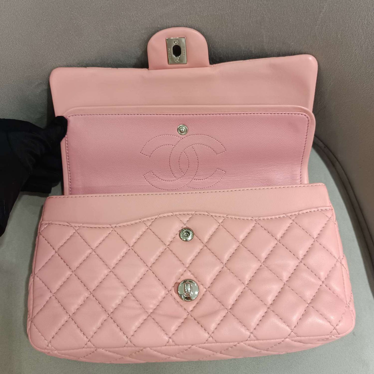 Chanel - Classic Double Flap Bag - Lambskin leather - Pink - (Medium)