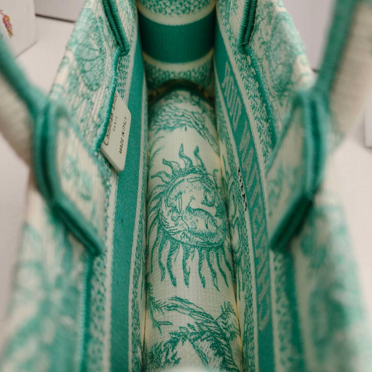 Dior - Dioriviera East West Book Tote - Embroidered canvas - Mint Green and Ecru - (Mini)