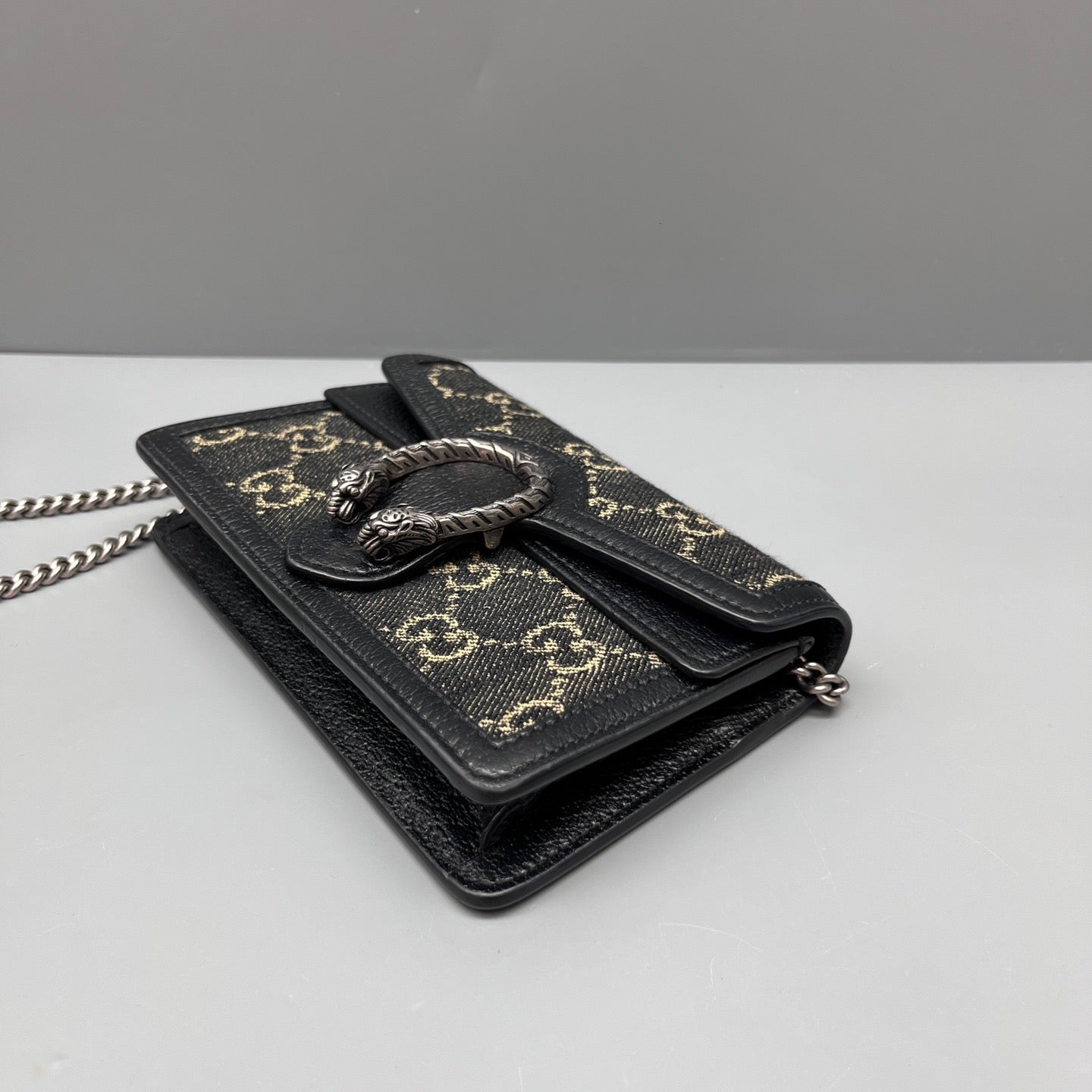 Gucci - Dionysus Chain Wallet - Denim - Jeans and Leather - Multicolour with black leather trim and antique silver-tone hardware - (mini)