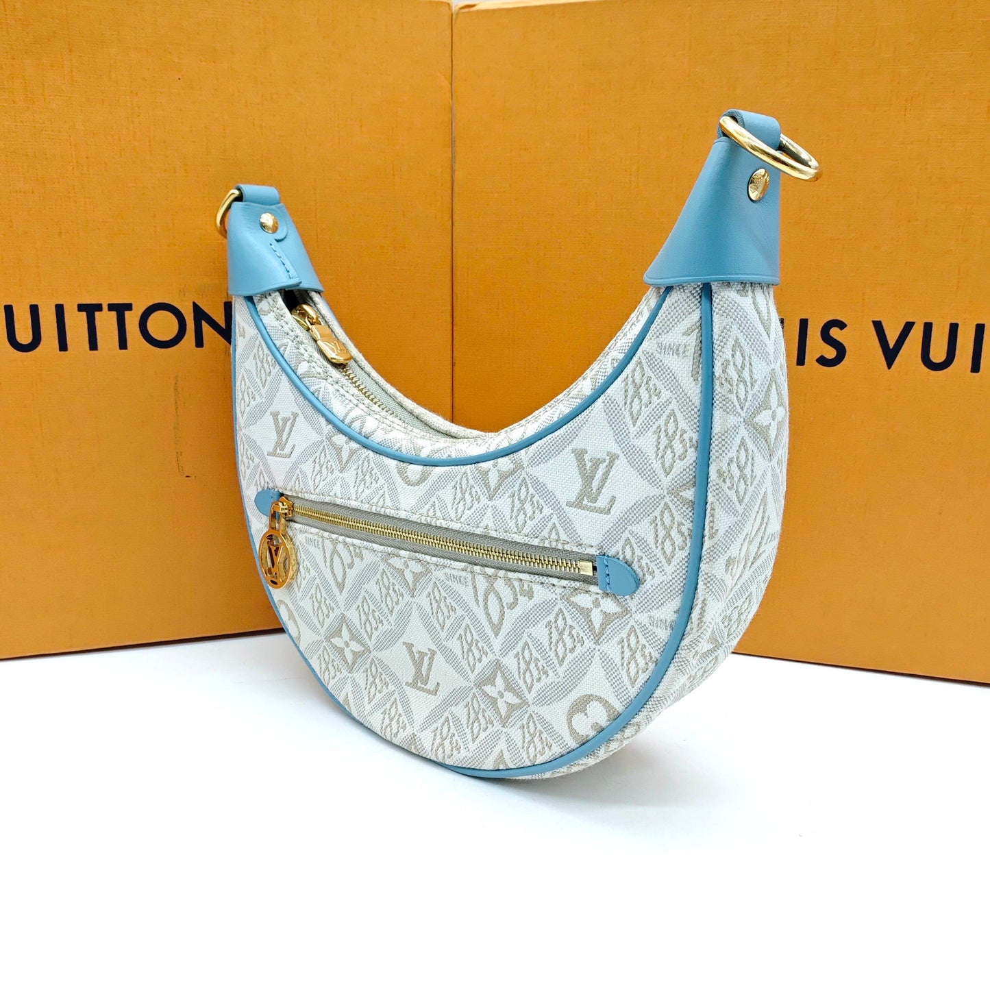 Louis Vuitton - Since 1854 Limited Edition Moon Bag - Jacquard canvas with leather trim - Beige with Blue accents - (mini)