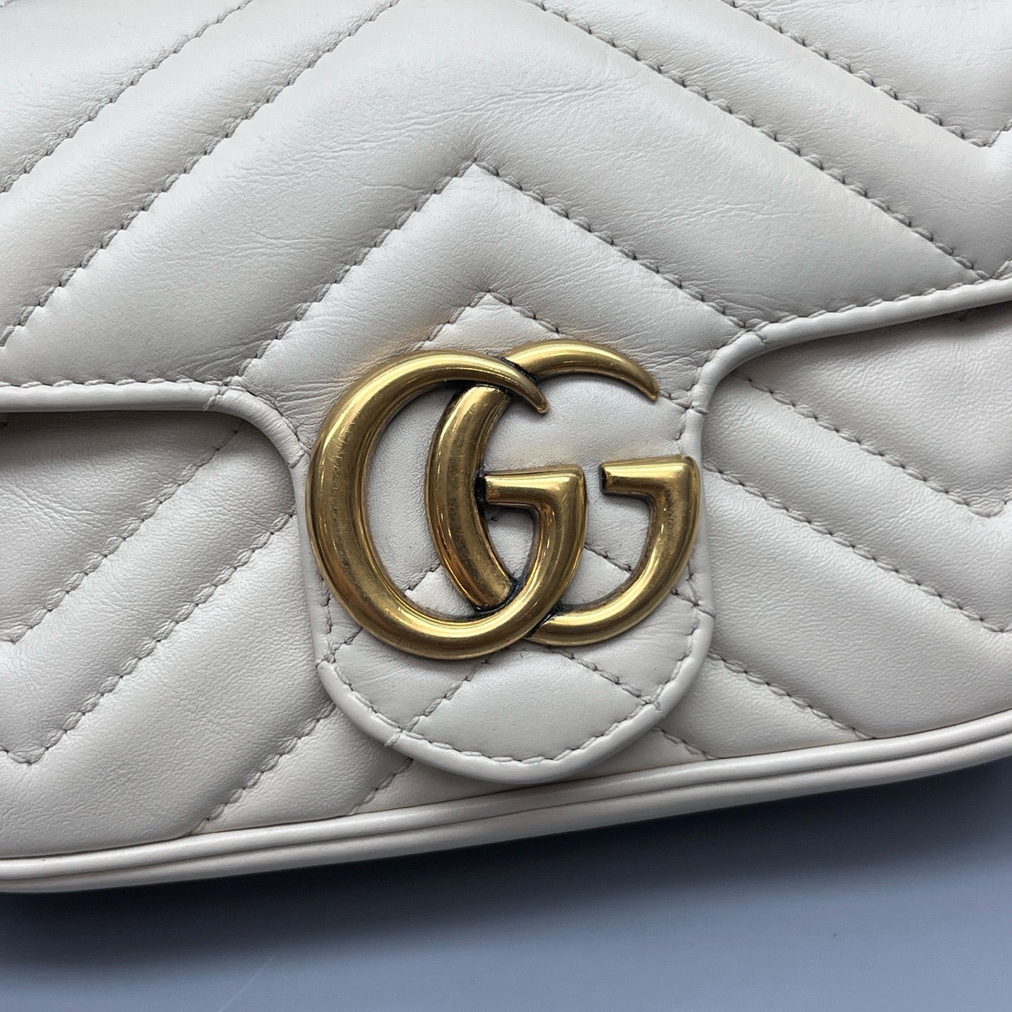 Gucci - GG Marmont Mini Chain Bag - Leather - White - (mini)