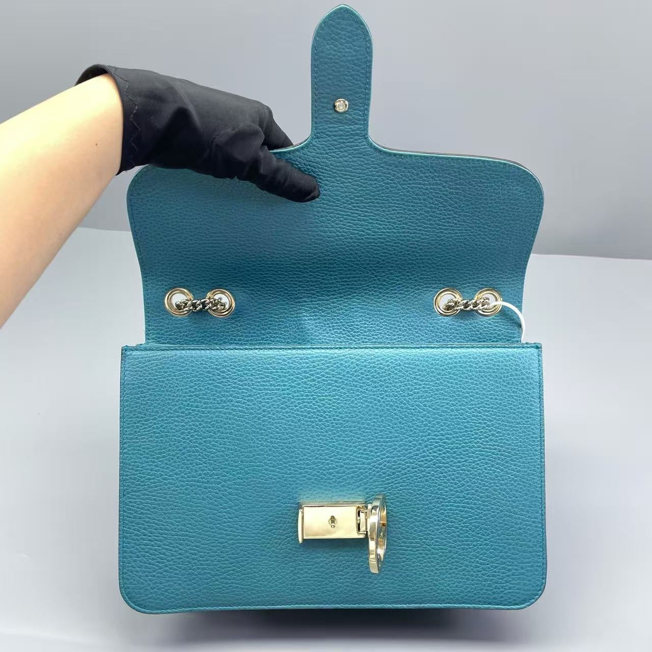 Gucci - Interlocking G Flap Shoulder Bag (Outlet Edition) - Grained leather - Blue - (large)
