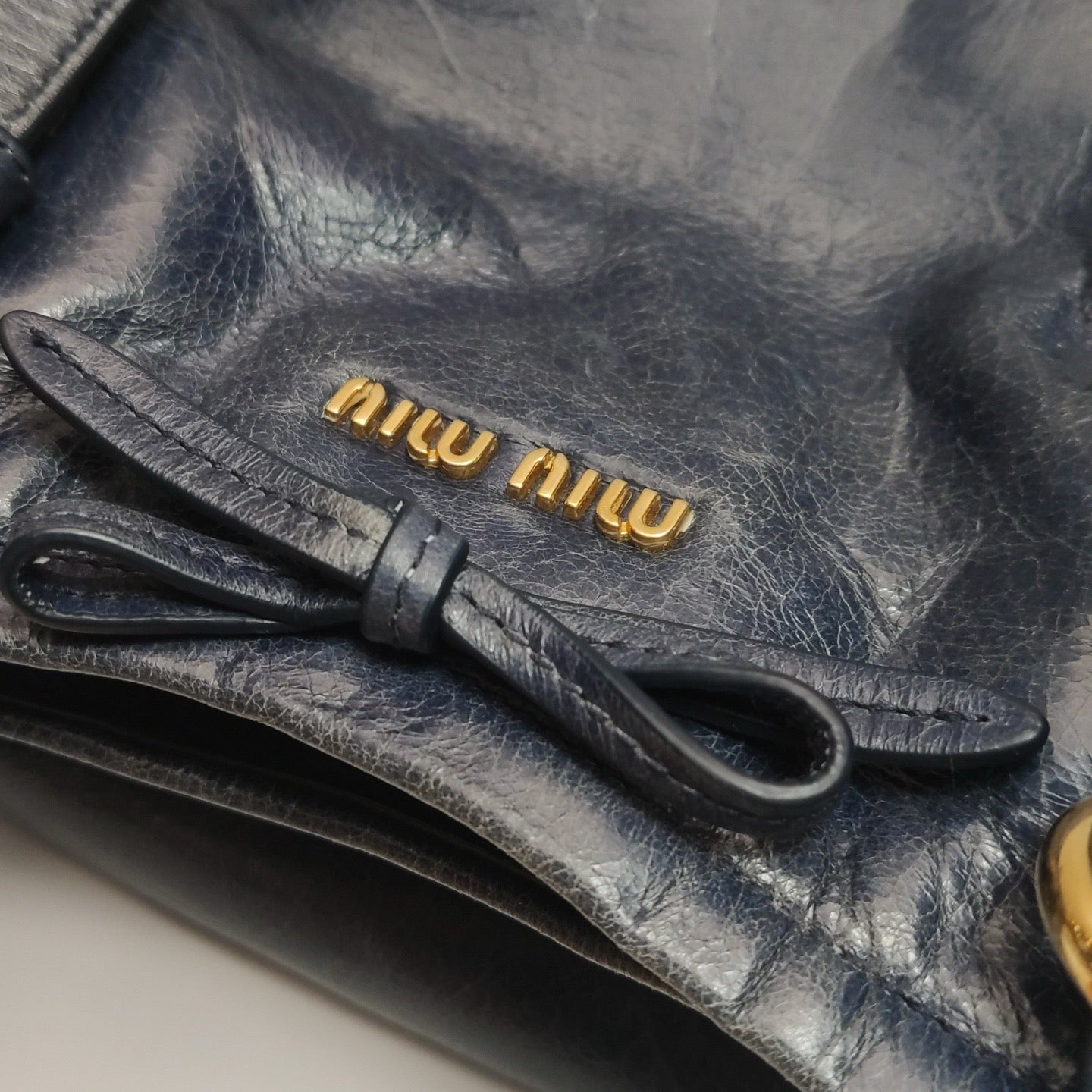 Miu Miu - Vitello Lux Bow Satchel - Cowhide leather - Navy - (Medium)