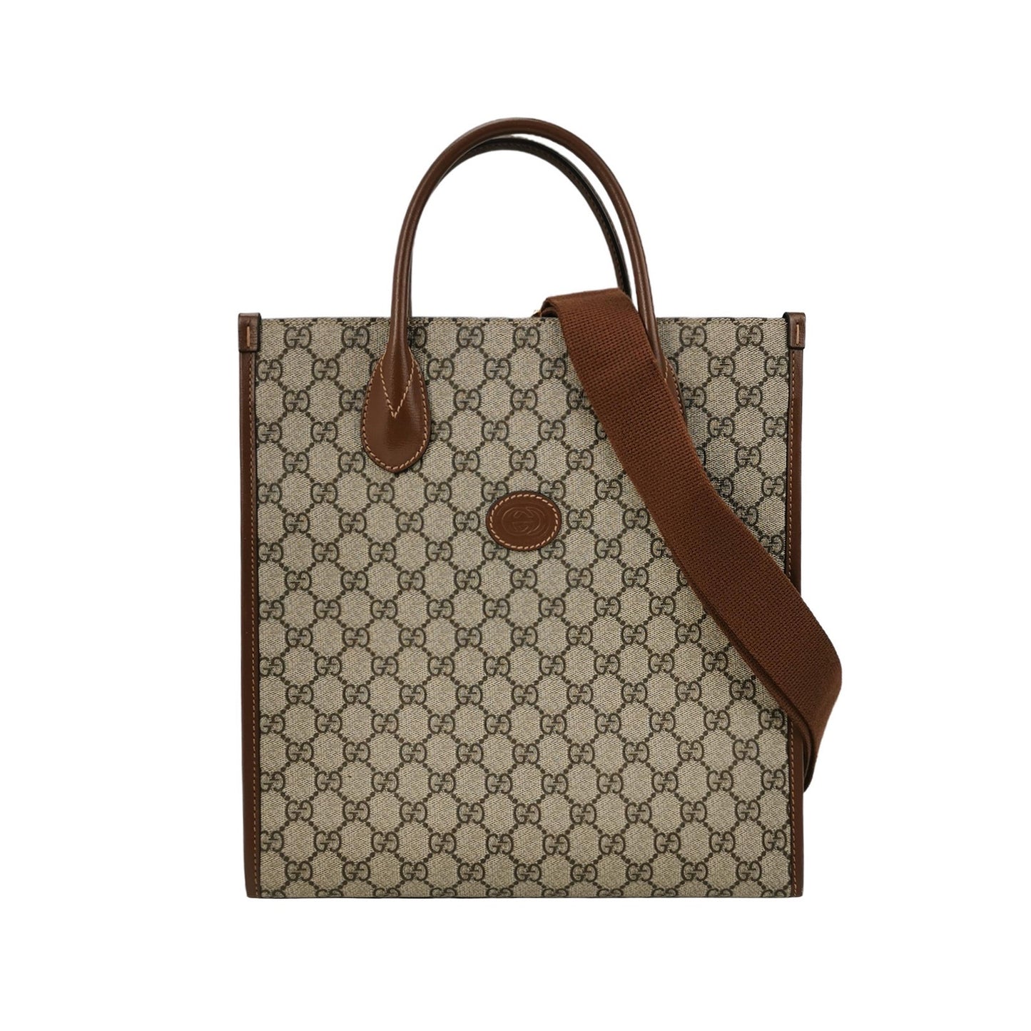 Gucci - Interlocking Double G Tote Bag - GG Supreme canvas and leather trim - Beige, Ebony, and Brown - (Medium)