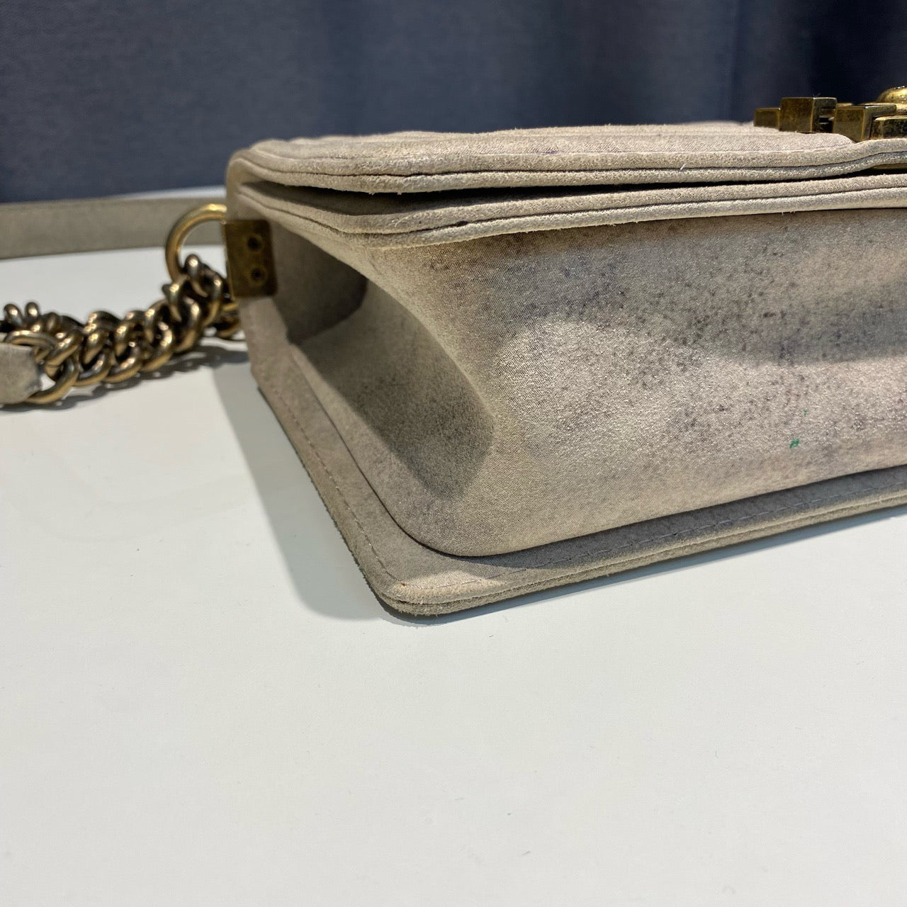Chanel - Boy Bag - Suede - Grey - (Medium)