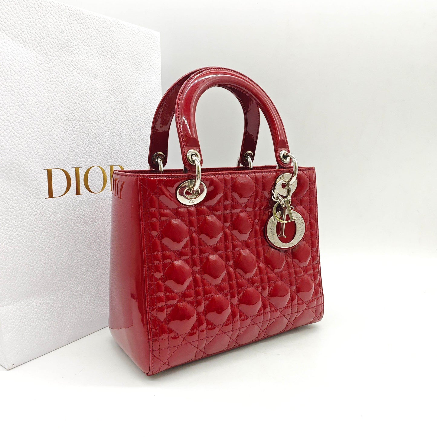 Dior - Lady Dior Medium - Patent leather - Red - (medium)