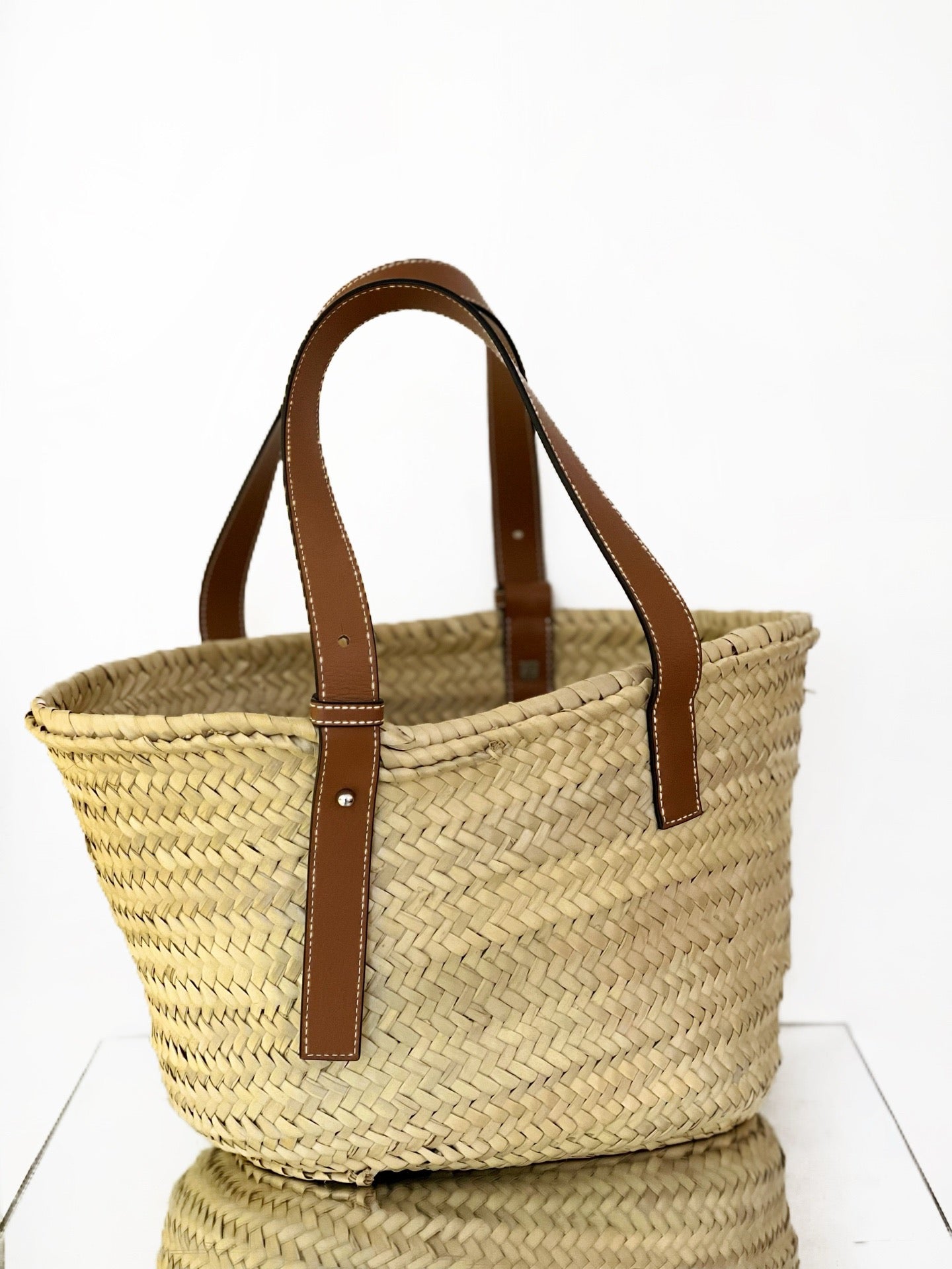 Loewe - Basket Bag - Wicker and Leather - Beige and Brown - (small)