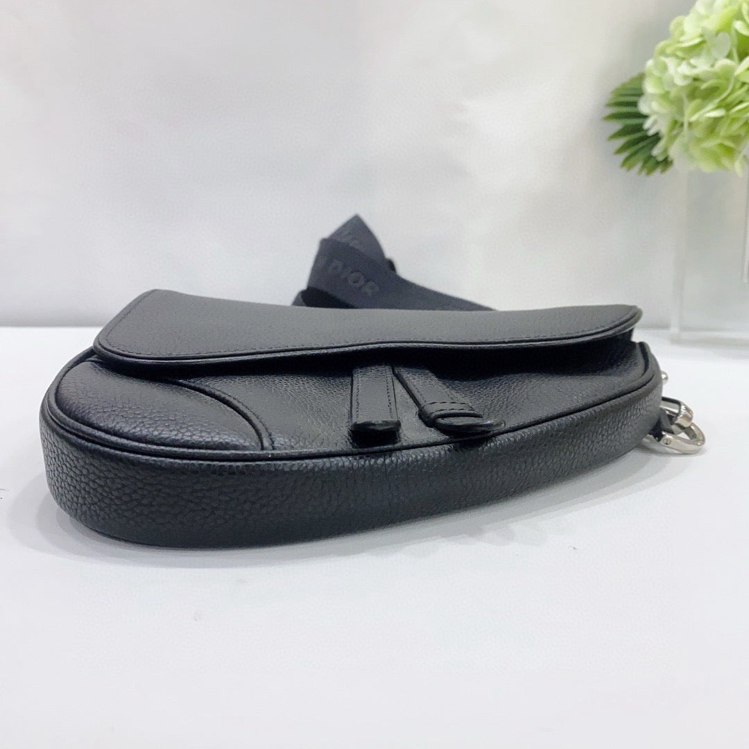 Dior - Saddle Belt Bag - Grained leather - Black - (mini)