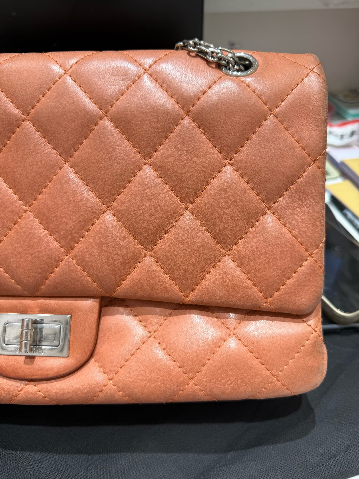 Chanel - 2.55 Reissue Flap Bag - Aged calfskin leather - Pink - (Large)
