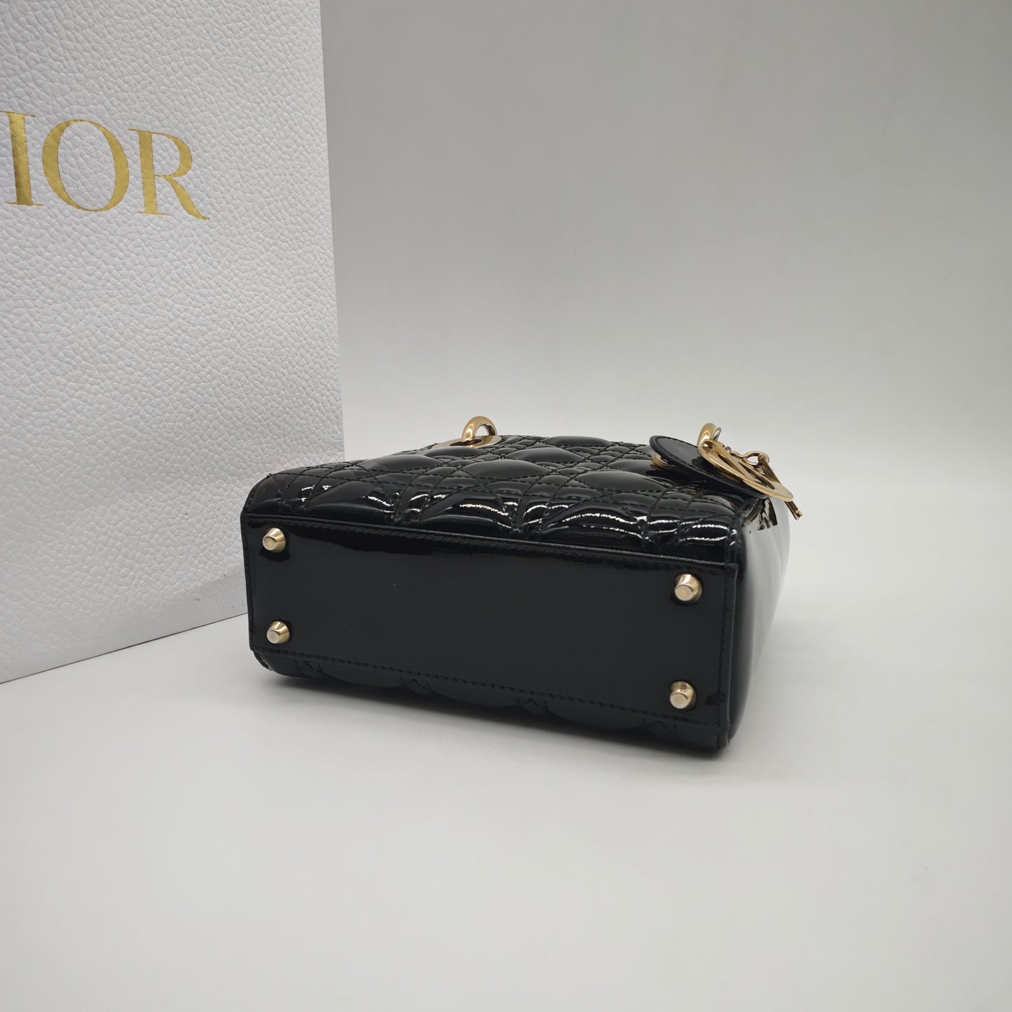 Dior - Lady Dior Mini - Patent leather - Black - (Mini)