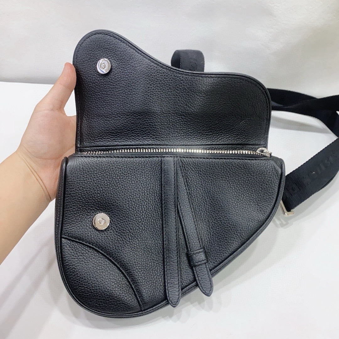 Dior - Saddle Belt Bag - Grained leather - Black - (mini)