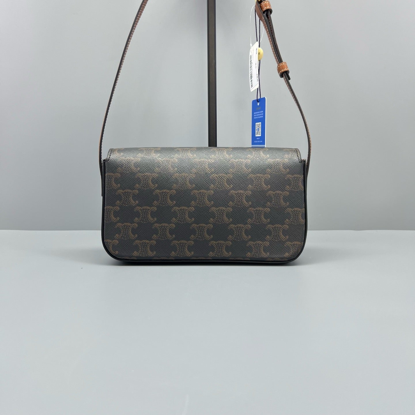 Celine - Triomphe Shoulder Bag - Triomphe coated canvas with leather trim - Brown - (mini)