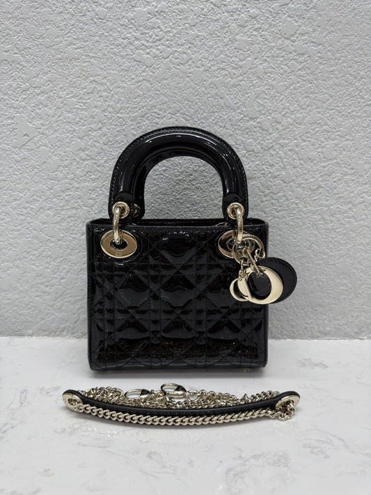 Dior - Lady Dior Mini - Patent leather - Black - (mini)