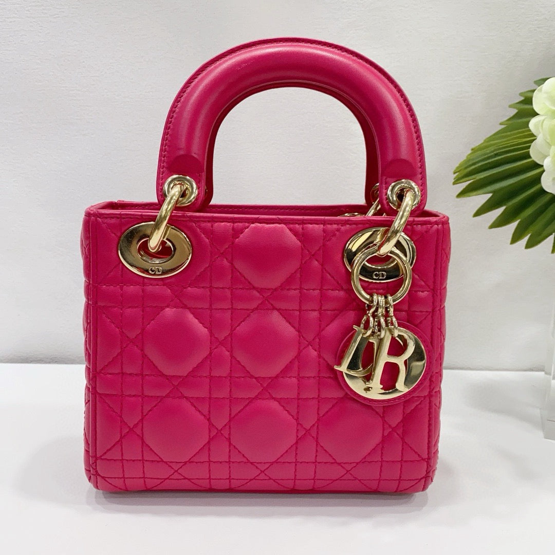 Dior - Lady Dior Mini - Lambskin leather - Pink - (Mini)