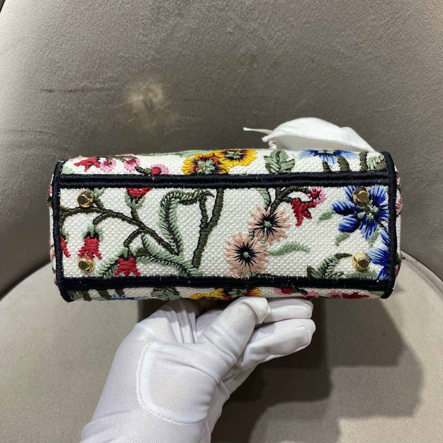 Dior - Lady D-Lite - Embroidered canvas - White with Multicolour embroidery - (Mini)