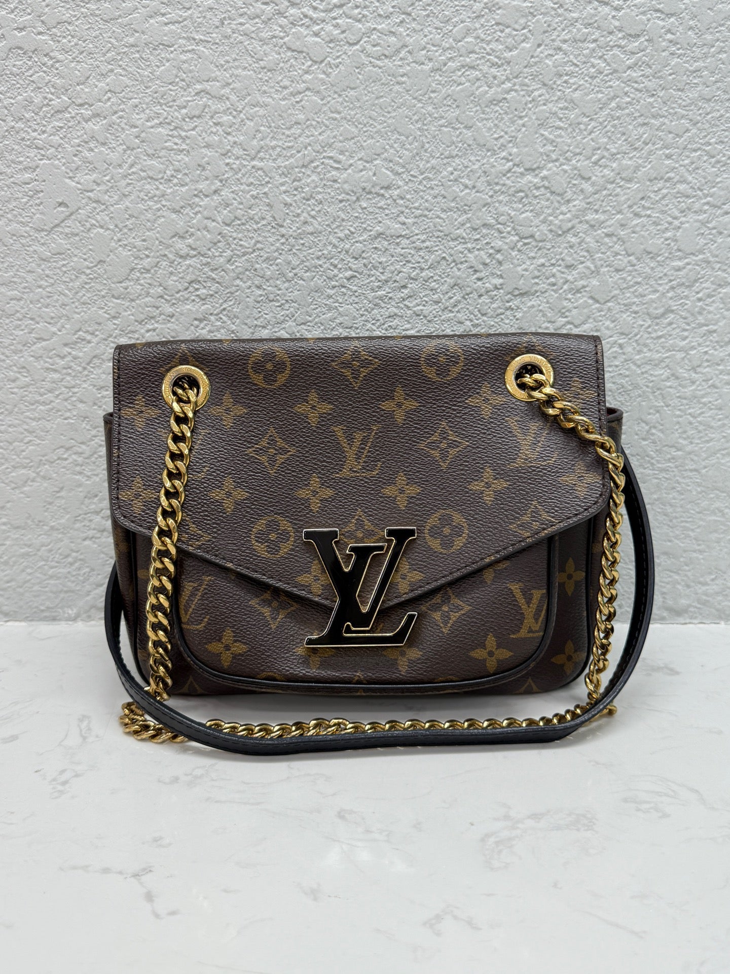 Louis Vuitton - Passy Chain Bag - Monogram coated canvas with leather trim - Brown - (Small)