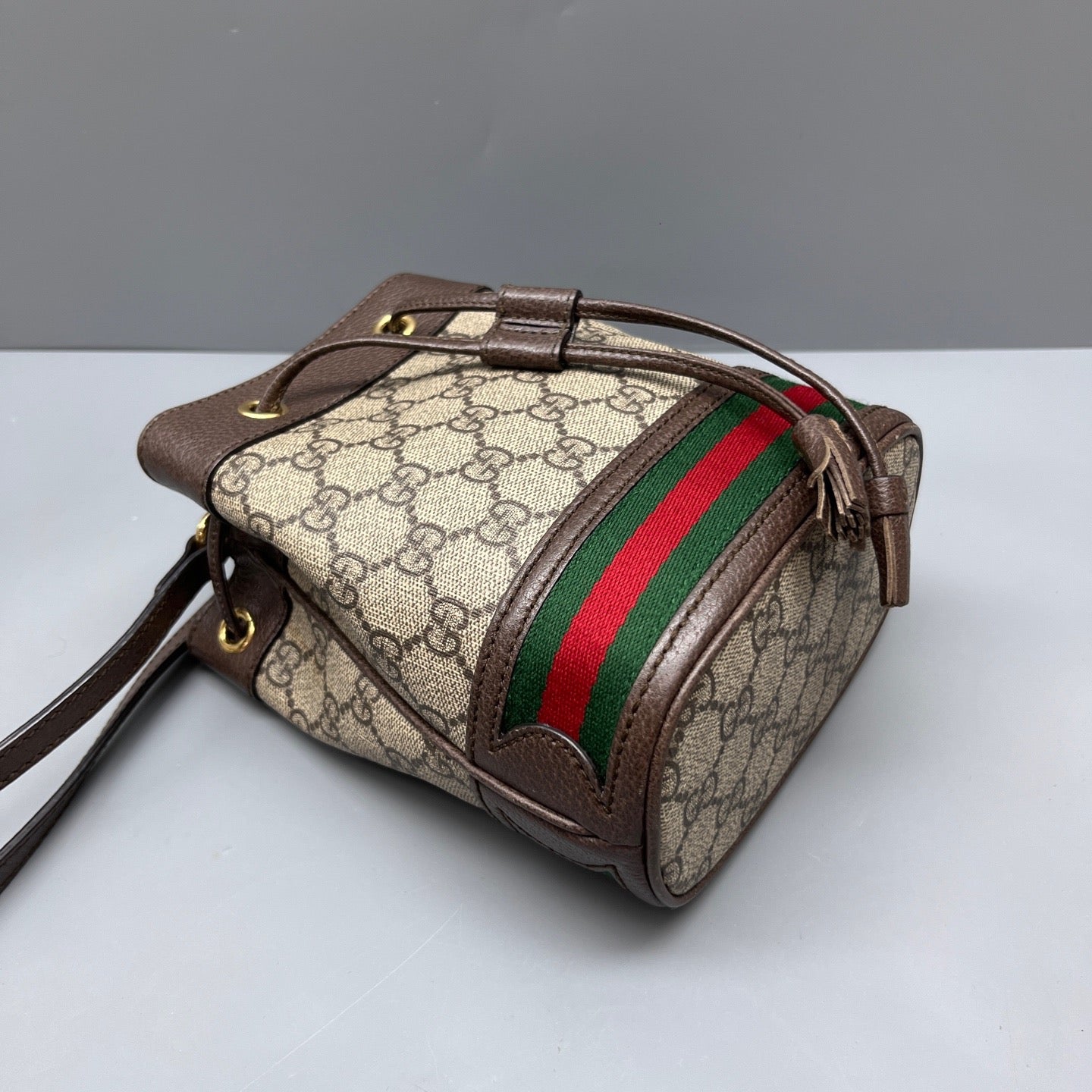Gucci - Ophidia Mini Bucket Bag - GG Supreme canvas with leather trim - Brown - (mini)