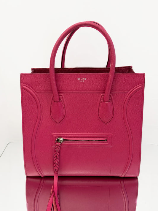 Celine - Luggage Tote - Pebbled Calfskin - Fuchsia - (Medium)