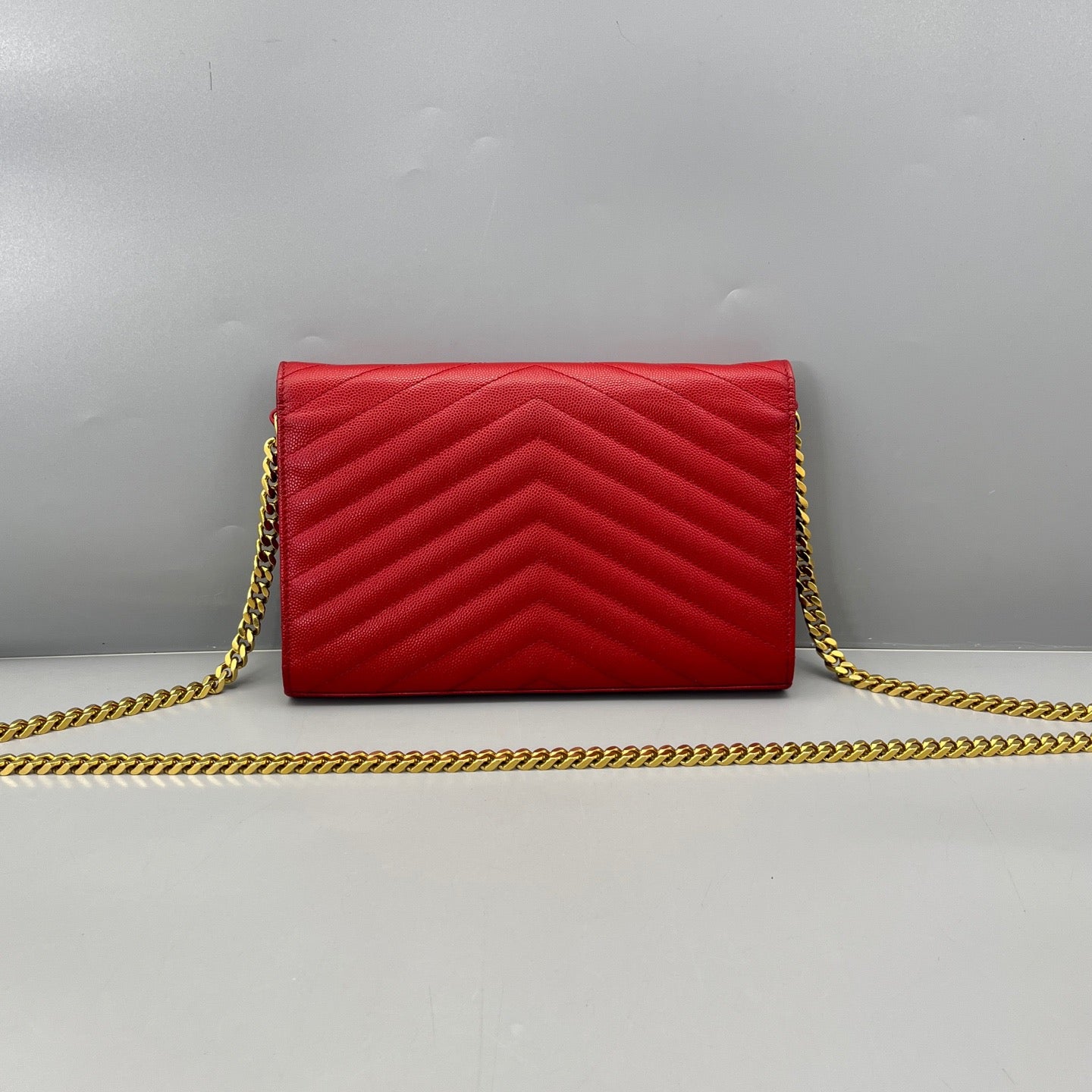 Saint Laurent - Envelope Bag - Grained leather - Red - (Medium)