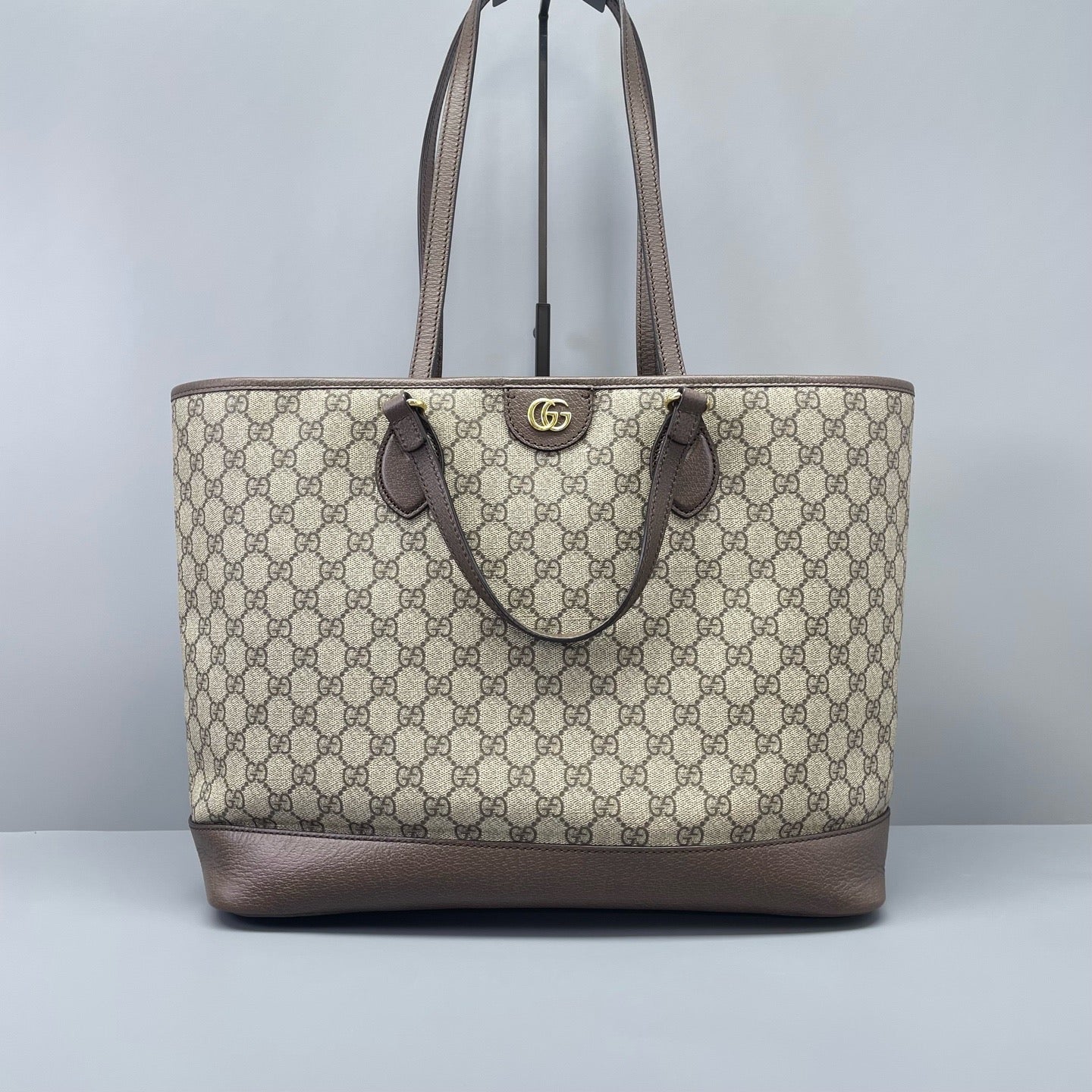 Gucci - GG Supreme Canvas Large Tote Bag - Canvas with Leather trim - Beige and Brown - (large)