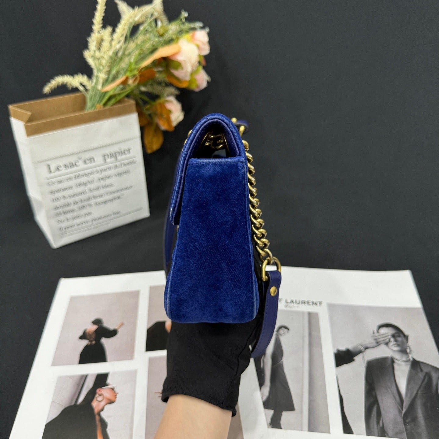 Gucci - GG Marmont Mini - Velvet - Blue - (mini)